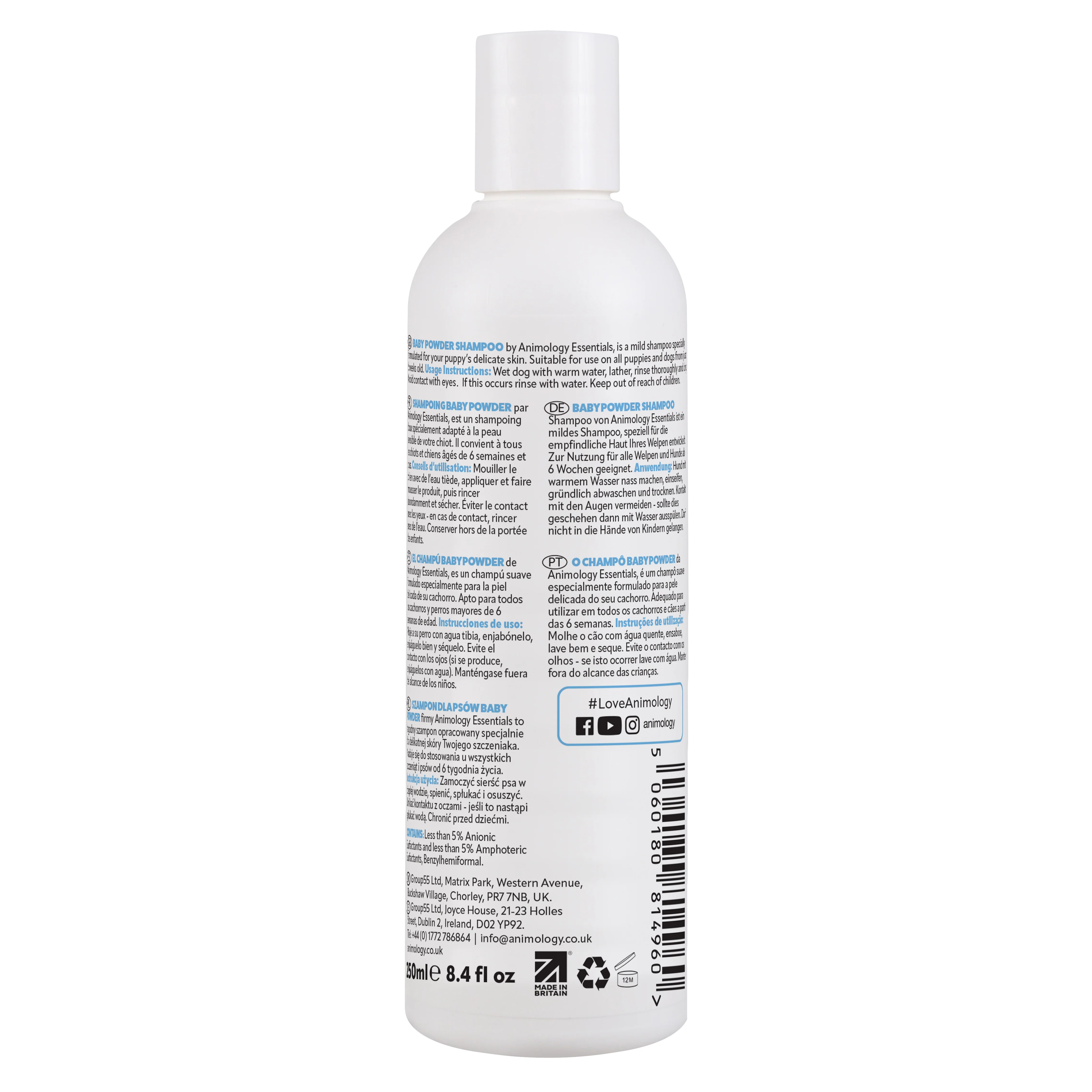 Animology Essentials Baby Powder Puppy Shampoo (250ml/500ml) - Image 2