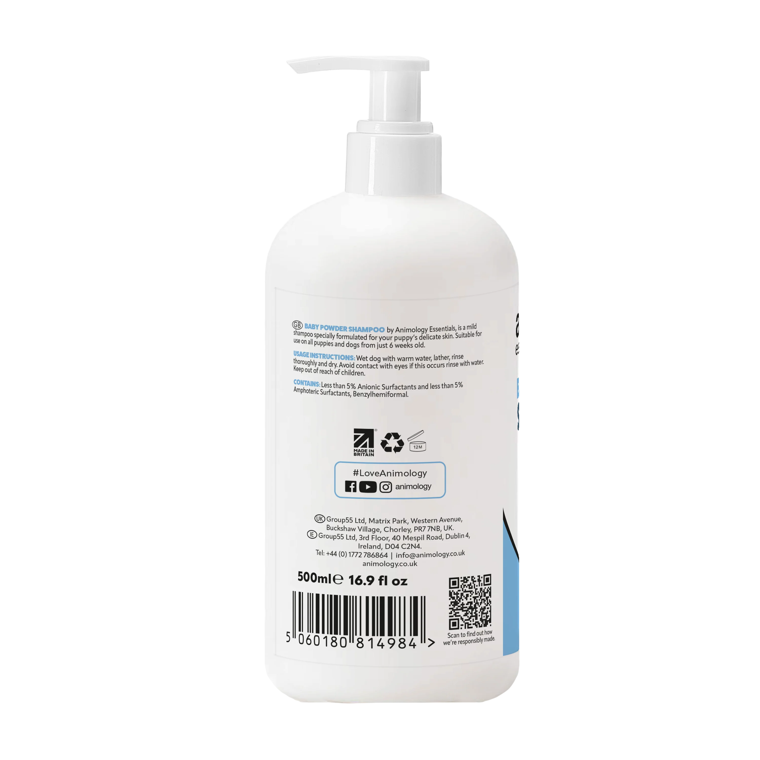 Animology Essentials Baby Powder Puppy Shampoo (250ml/500ml) - Image 4