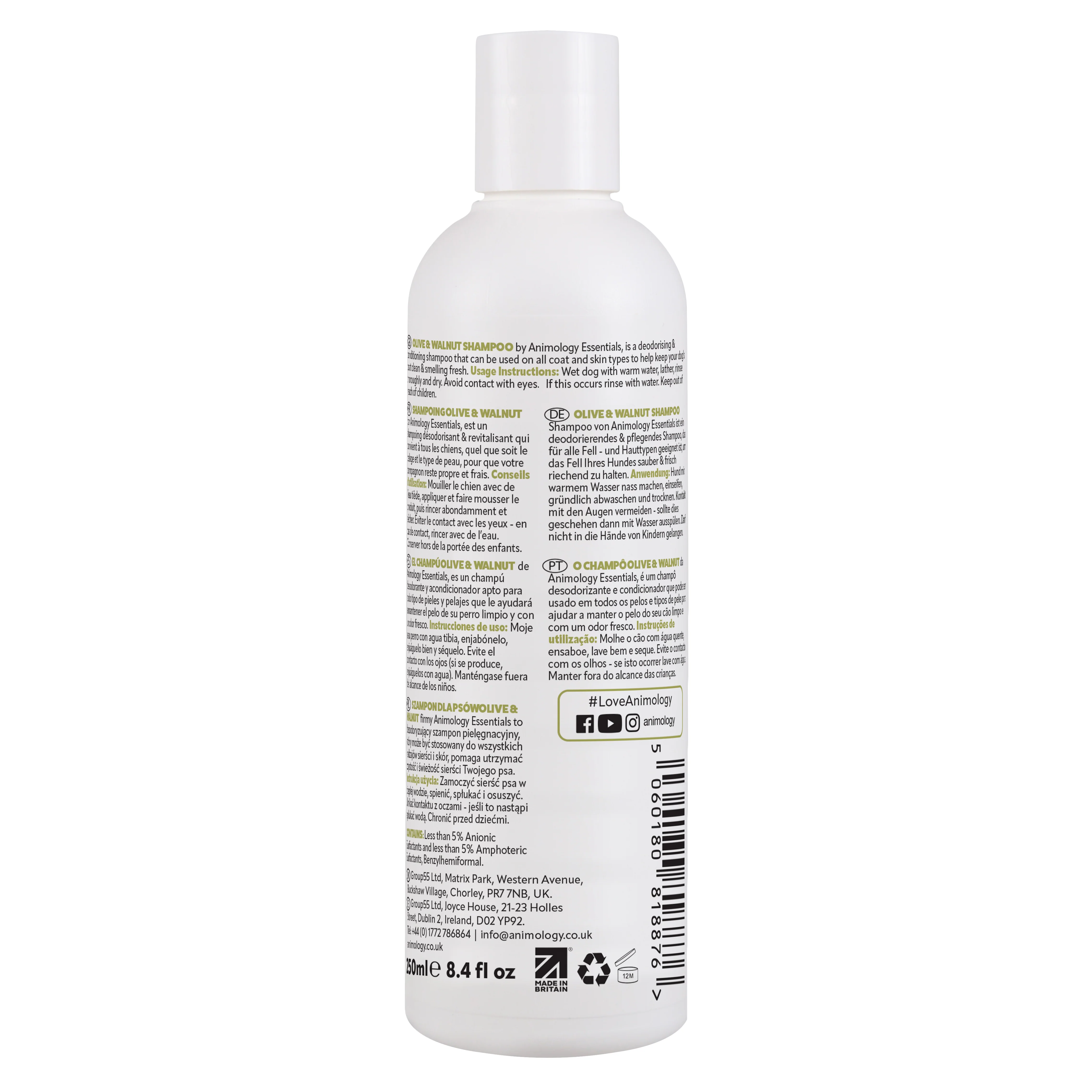 Animology Essentials Olive & Walnut Shampoo (250ml/500ml) - Image 2