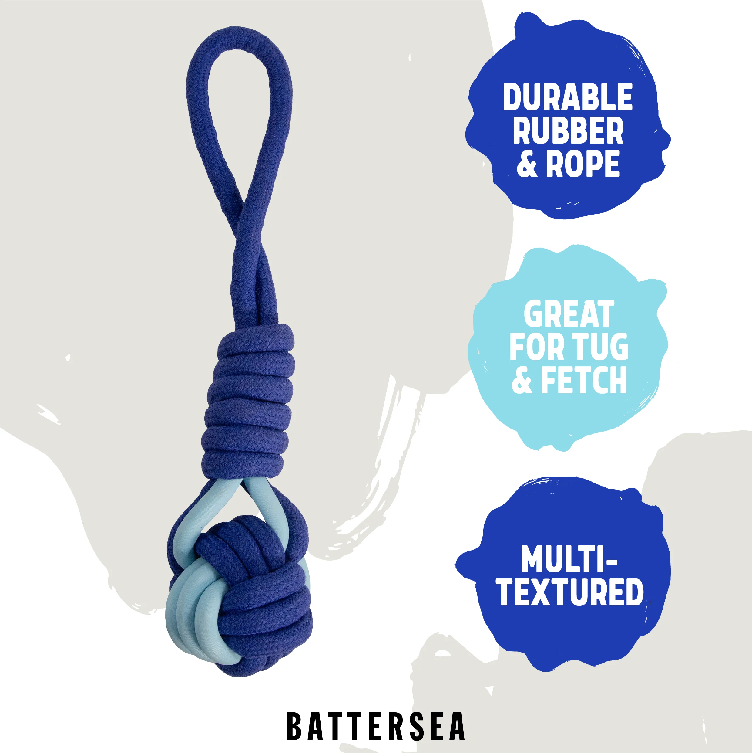 Battersea Rope & Rubber Tug Dog Toy - Image 4