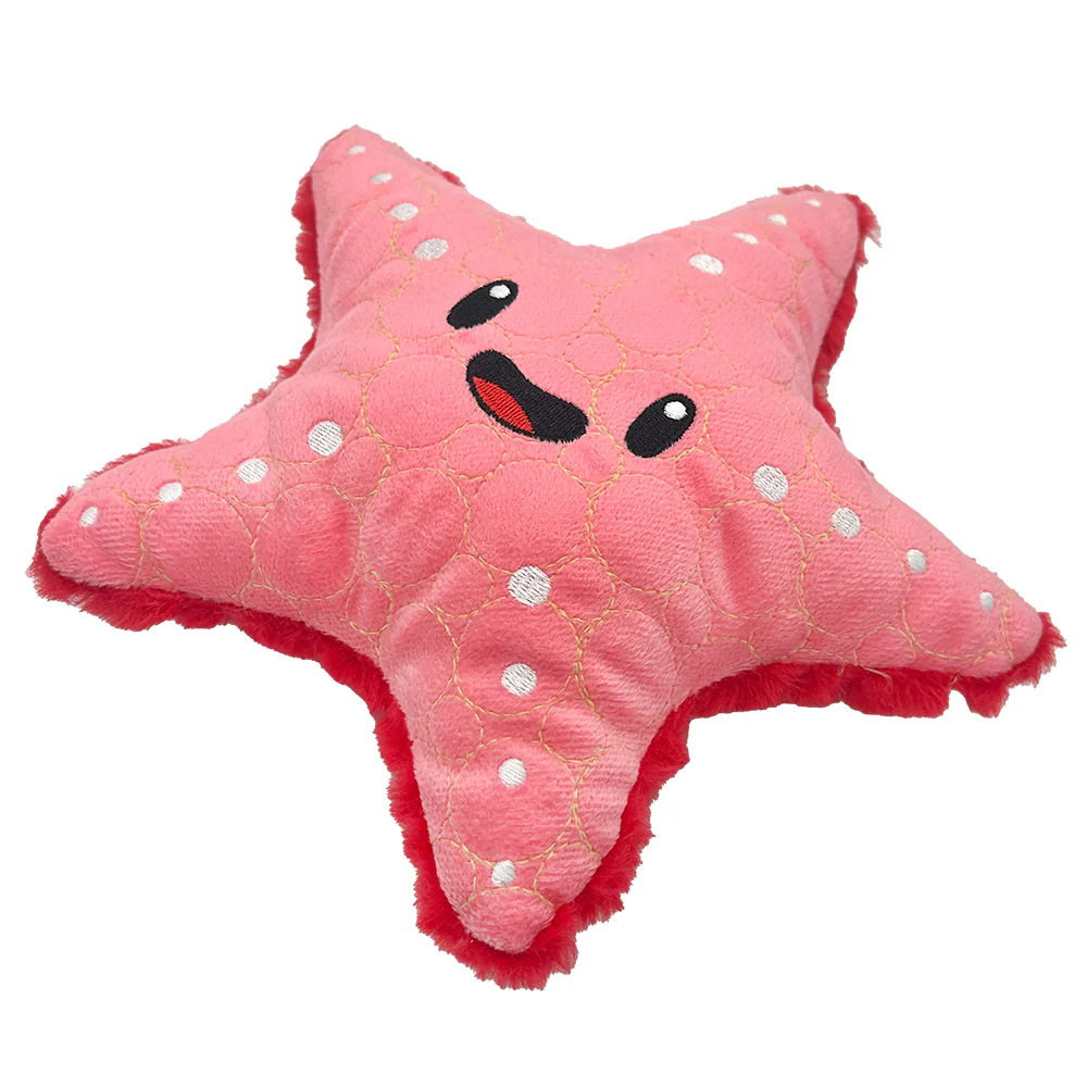 Bite Force Tough Plush Starfish Dog Toy - Image 2