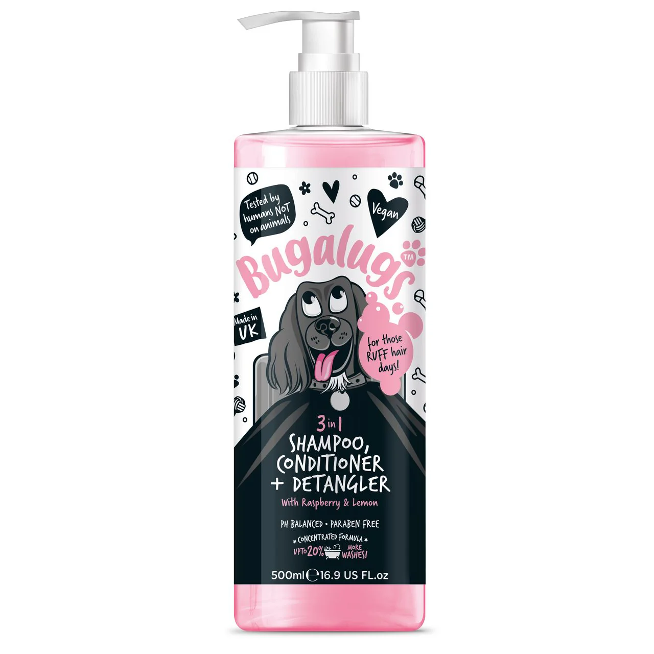 Bugalugs 3-in-1 Raspberry & Lemon Dog Shampoo Conditioner & Detangler - Image 2
