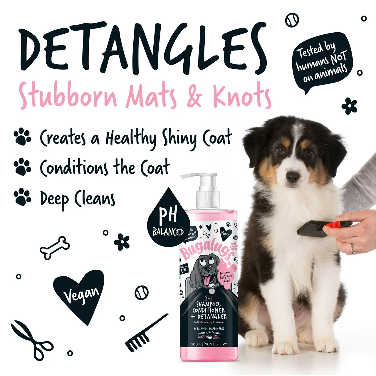 Bugalugs 3-in-1 Raspberry & Lemon Dog Shampoo Conditioner & Detangler - Image 4