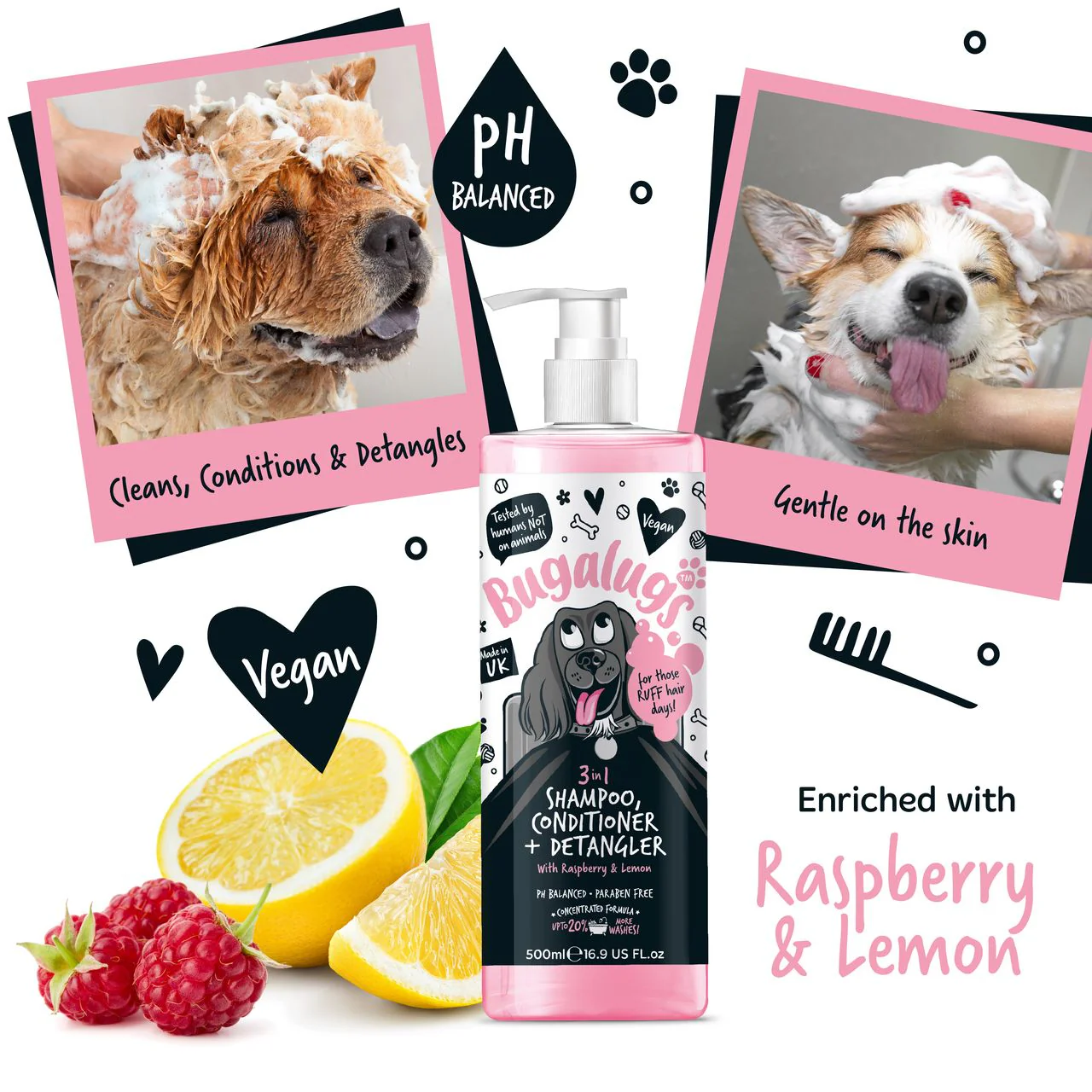 Bugalugs 3-in-1 Raspberry & Lemon Dog Shampoo Conditioner & Detangler - Image 9