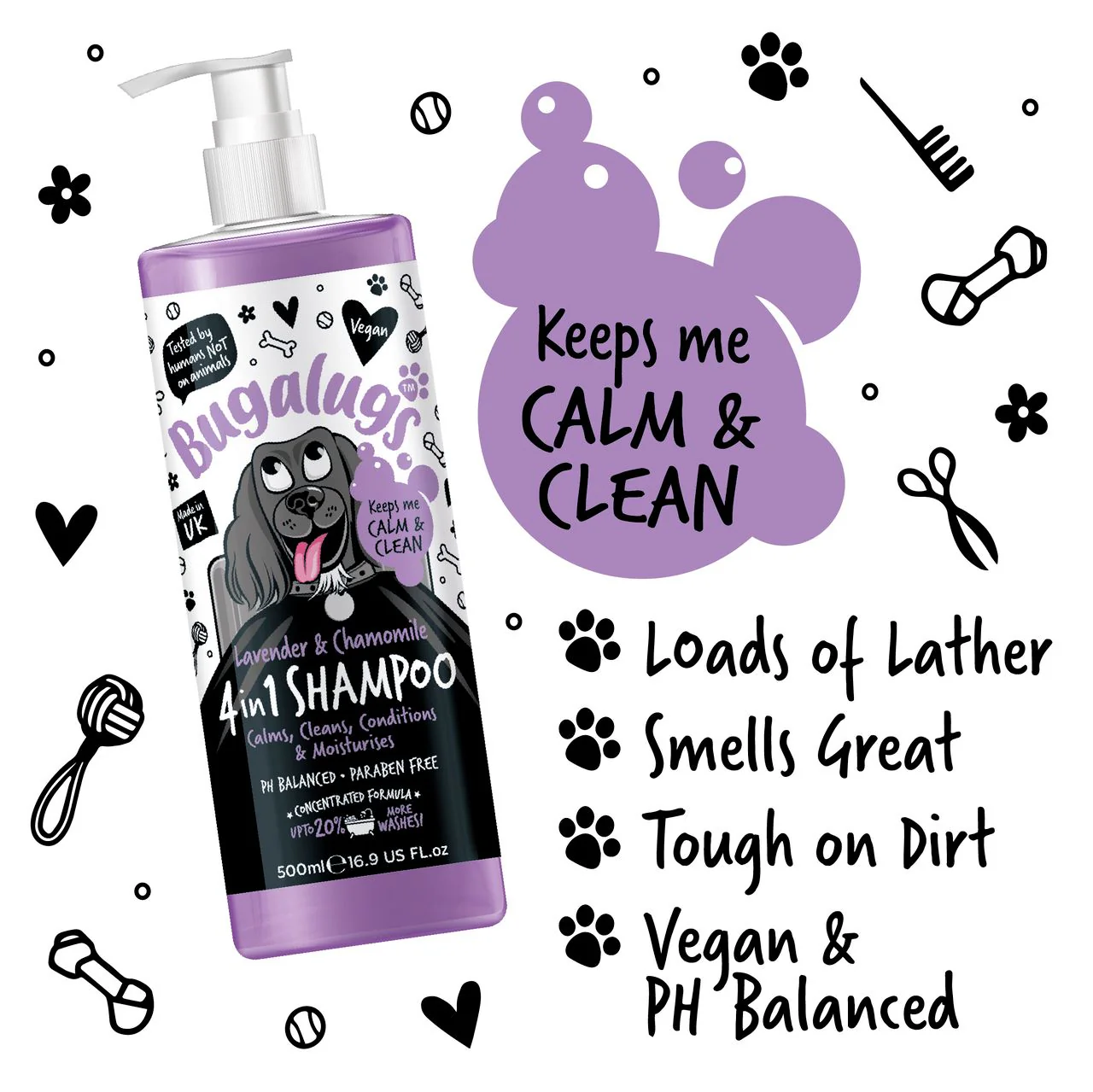 Bugalugs 4-in-1 Lavender & Chamomile Dog Shampoo - Image 3