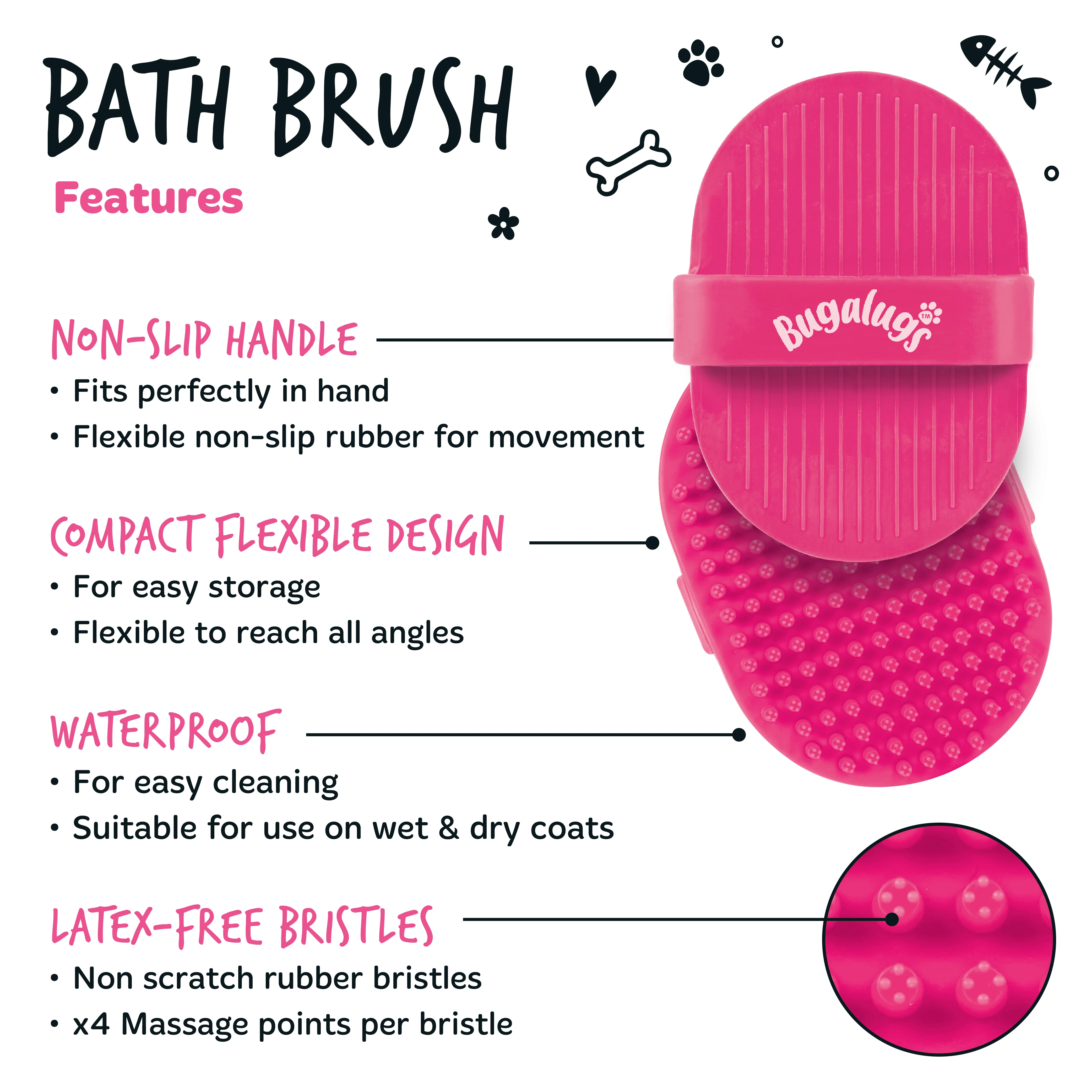 Bugalugs Bath Brush Pink - Image 4