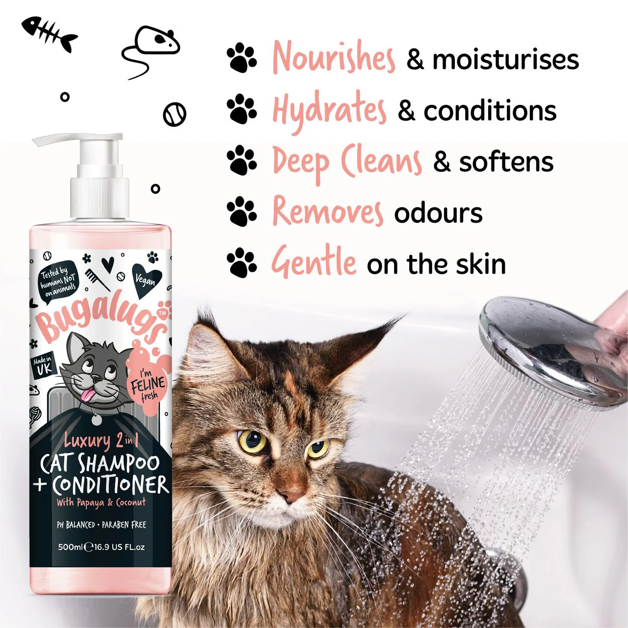 Bugalugs Luxury 2-in-1 Papaya & Coconut Cat Shampoo & Conditioner - Image 11