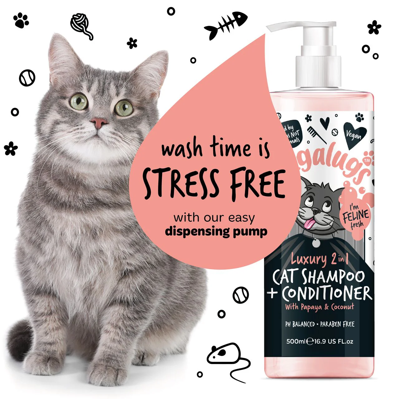 Bugalugs Luxury 2-in-1 Papaya & Coconut Cat Shampoo & Conditioner - Image 12