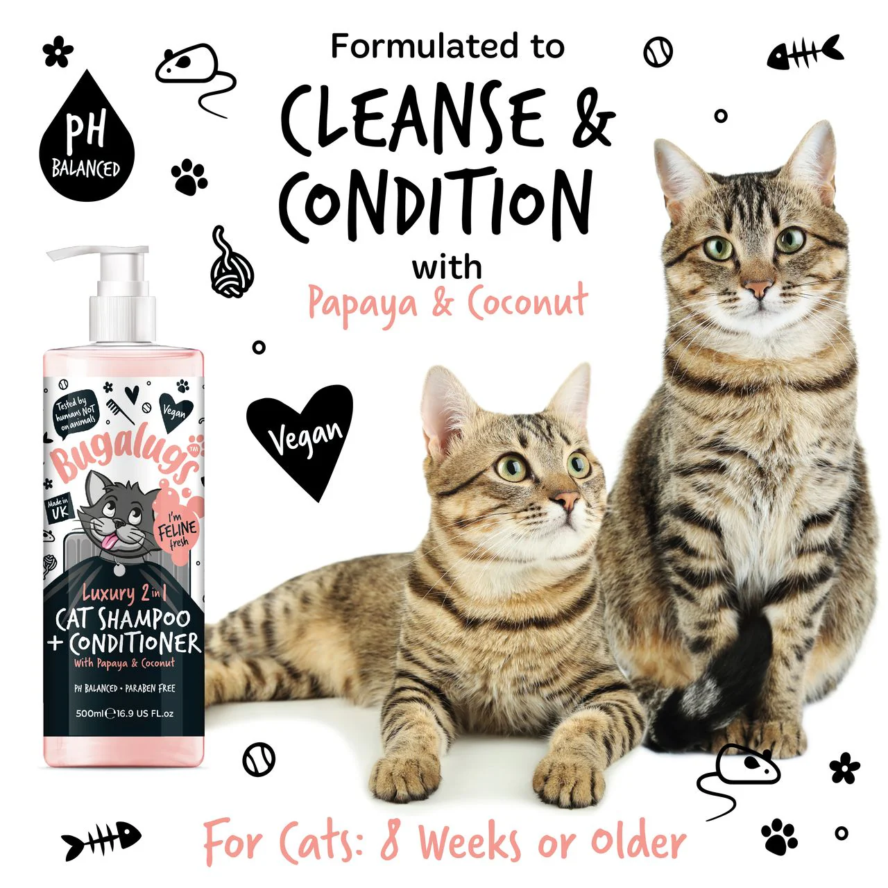 Bugalugs Luxury 2-in-1 Papaya & Coconut Cat Shampoo & Conditioner - Image 5