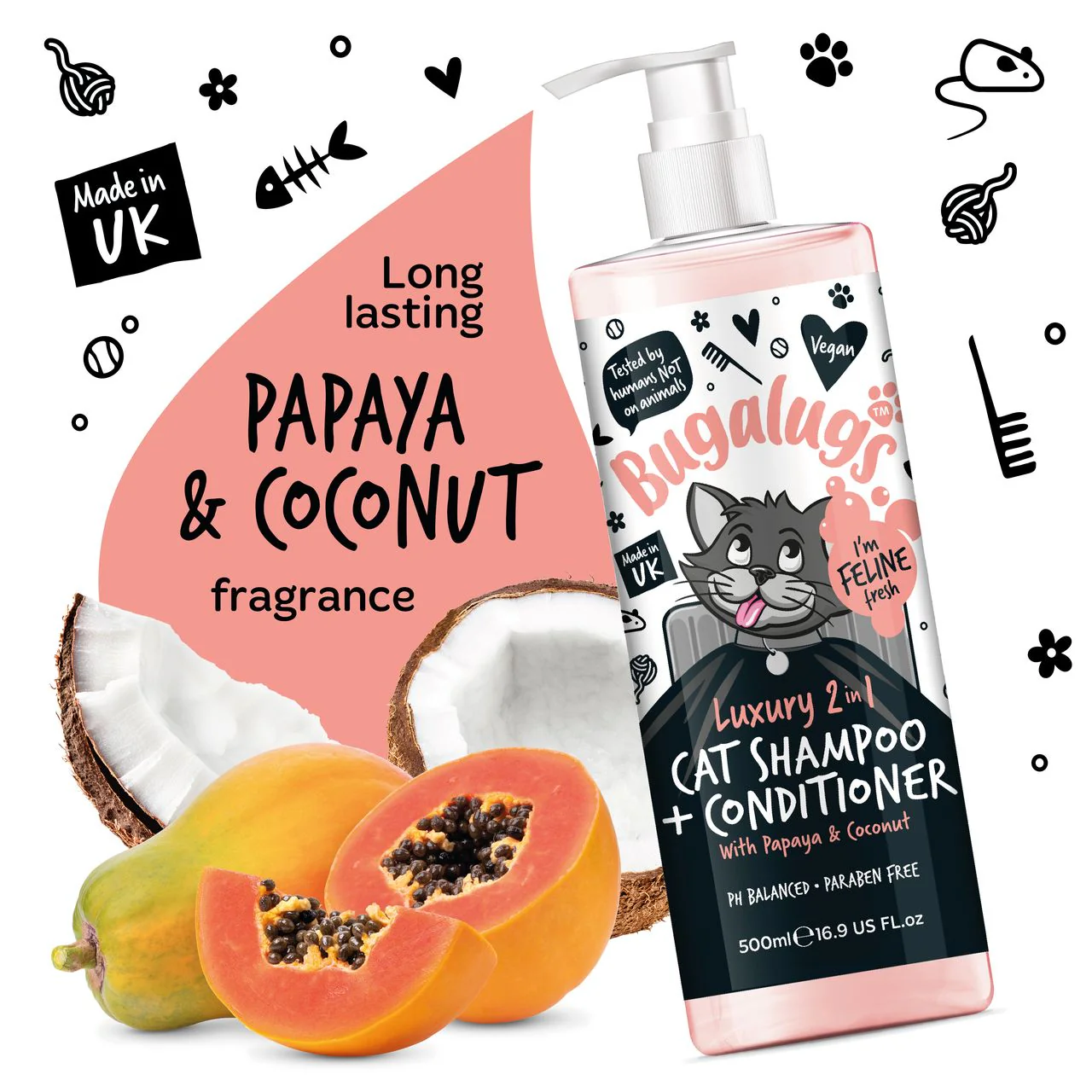 Bugalugs Luxury 2-in-1 Papaya & Coconut Cat Shampoo & Conditioner - Image 6