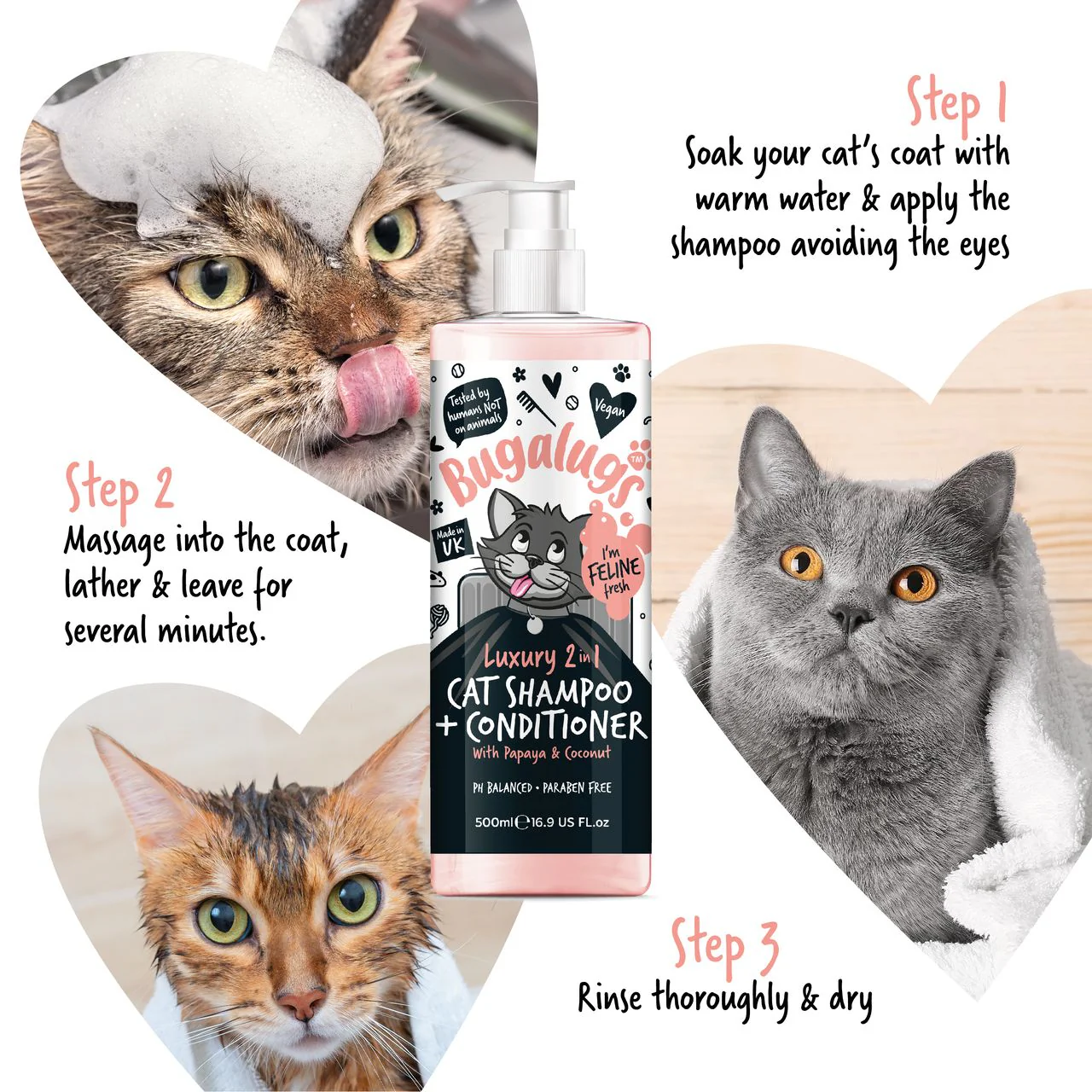 Bugalugs Luxury 2-in-1 Papaya & Coconut Cat Shampoo & Conditioner - Image 9