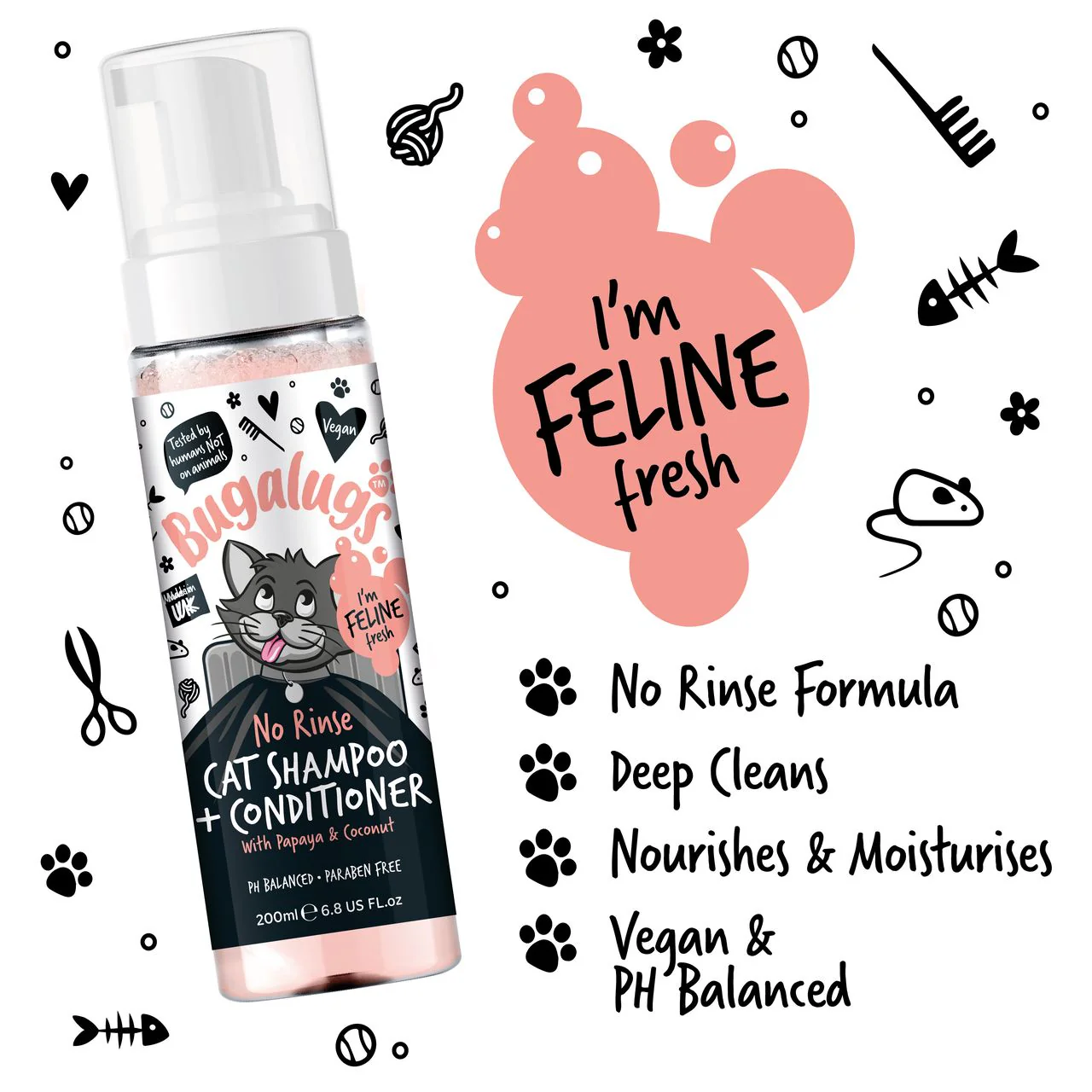 Bugalugs No Rinse Papaya & Coconut Cat Shampoo & Conditioner - Image 2