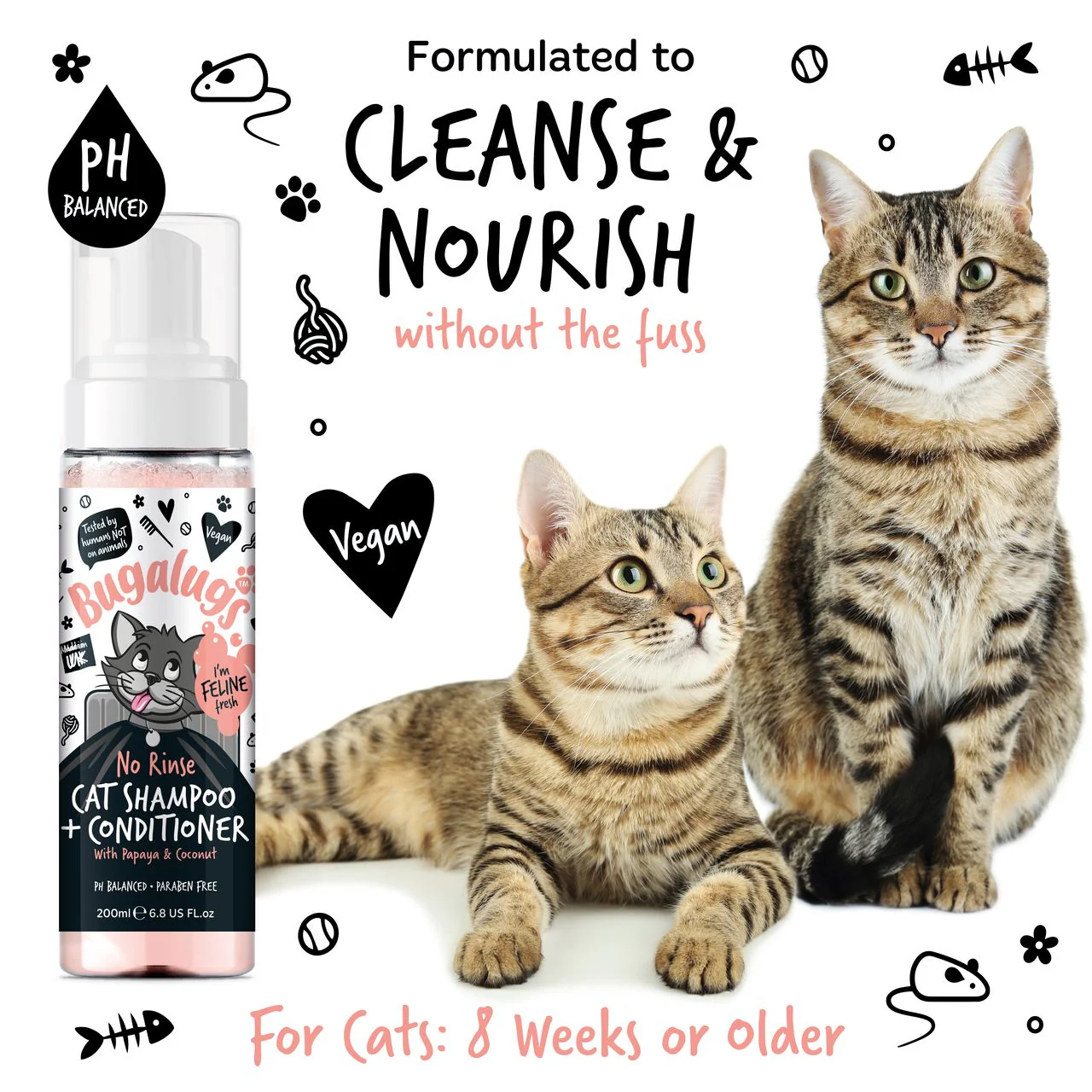 Bugalugs No Rinse Papaya & Coconut Cat Shampoo & Conditioner - Image 4