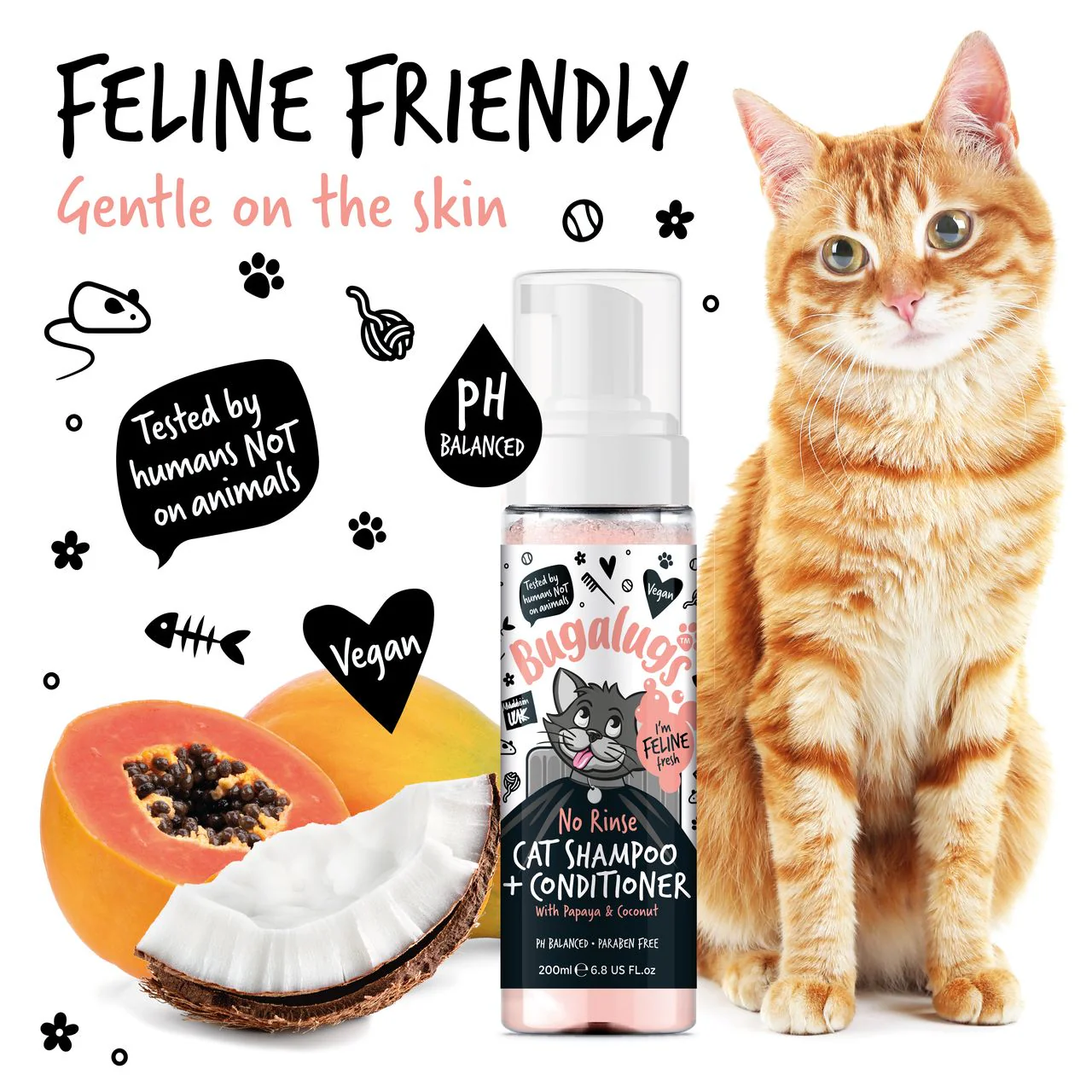 Bugalugs No Rinse Papaya & Coconut Cat Shampoo & Conditioner - Image 5