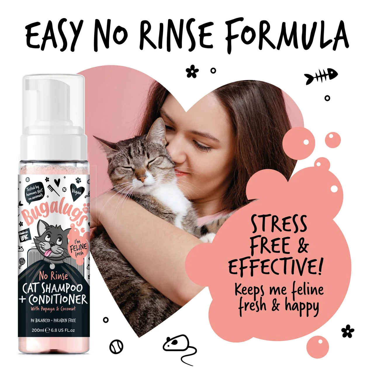 Bugalugs No Rinse Papaya & Coconut Cat Shampoo & Conditioner - Image 6