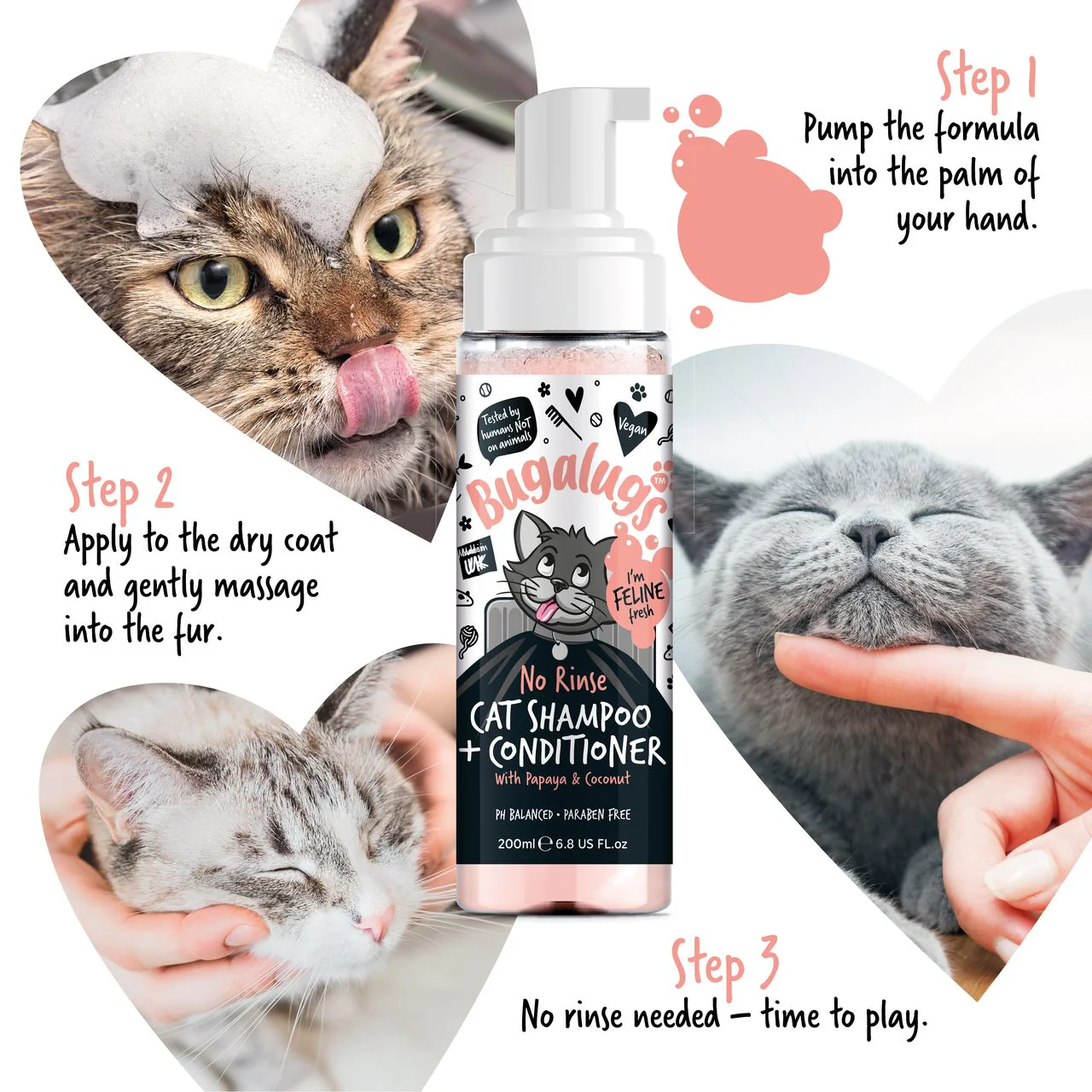 Bugalugs No Rinse Papaya & Coconut Cat Shampoo & Conditioner - Image 7