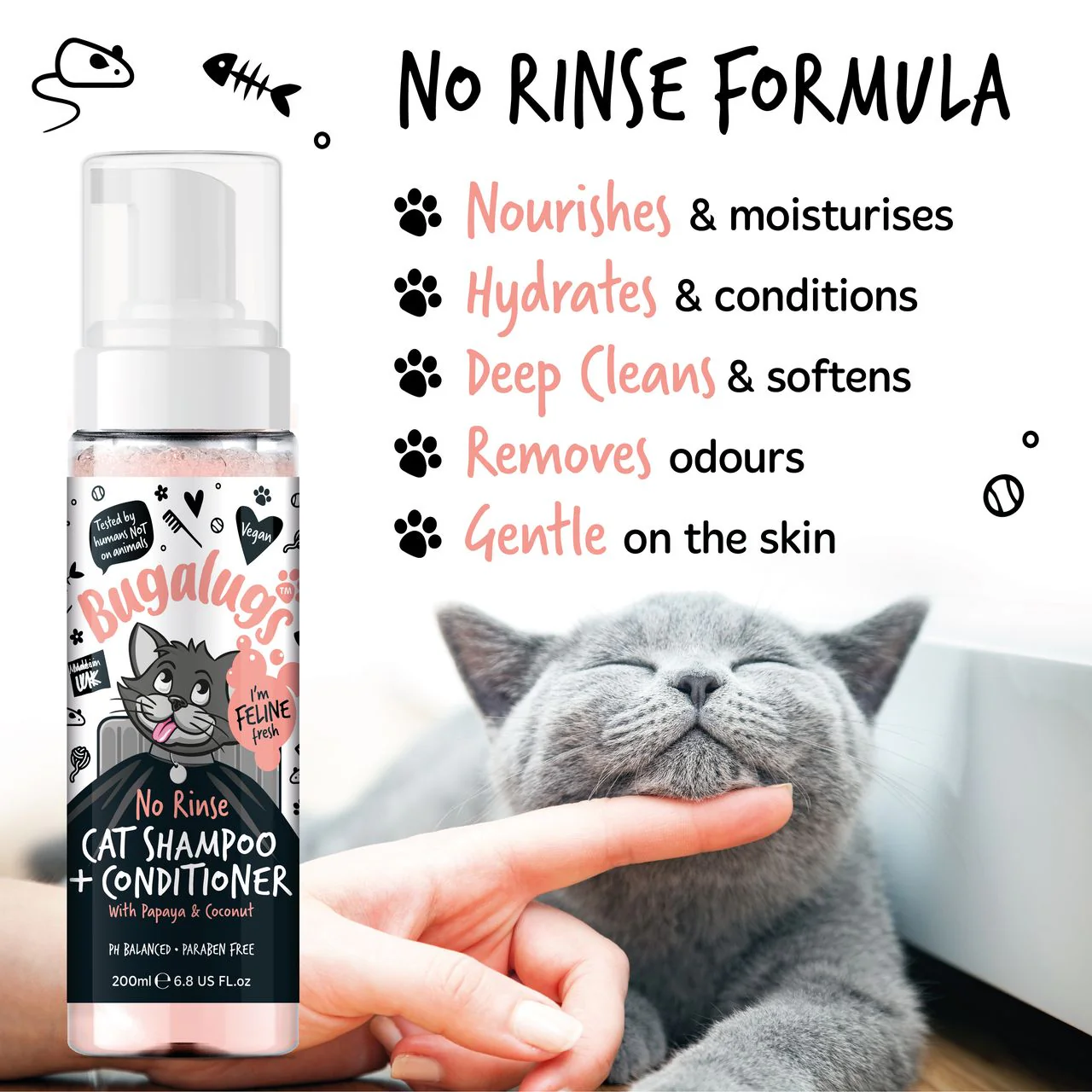 Bugalugs No Rinse Papaya & Coconut Cat Shampoo & Conditioner - Image 9