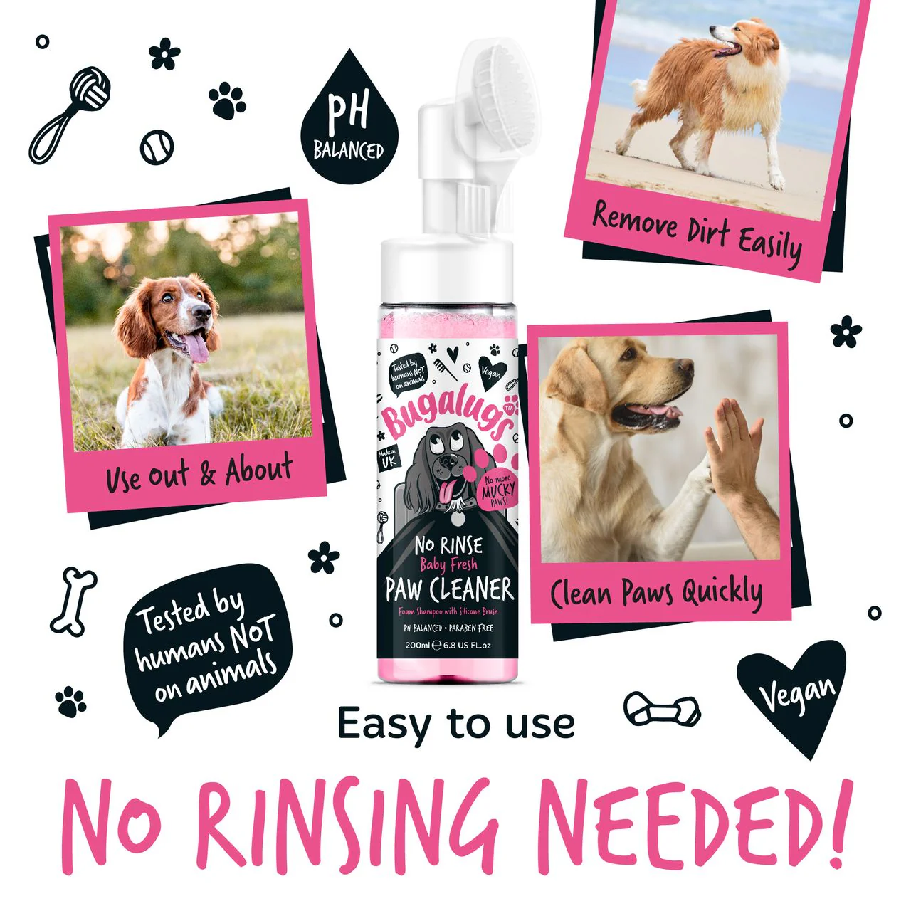 Bugalugs No Rinse Paw Cleaner Baby Fresh - Image 4