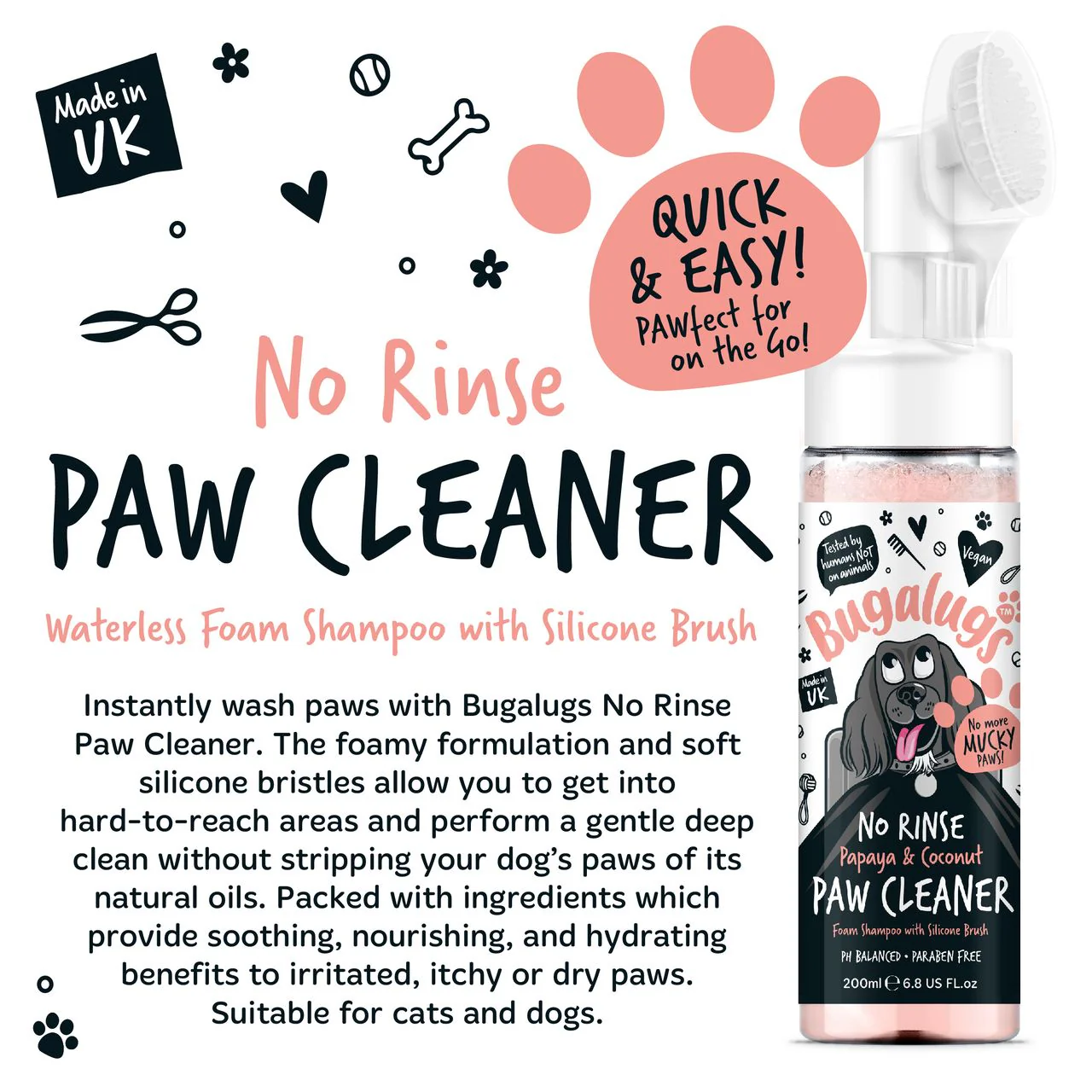 Bugalugs No Rinse Paw Cleaner Papaya & Coconut - Image 10