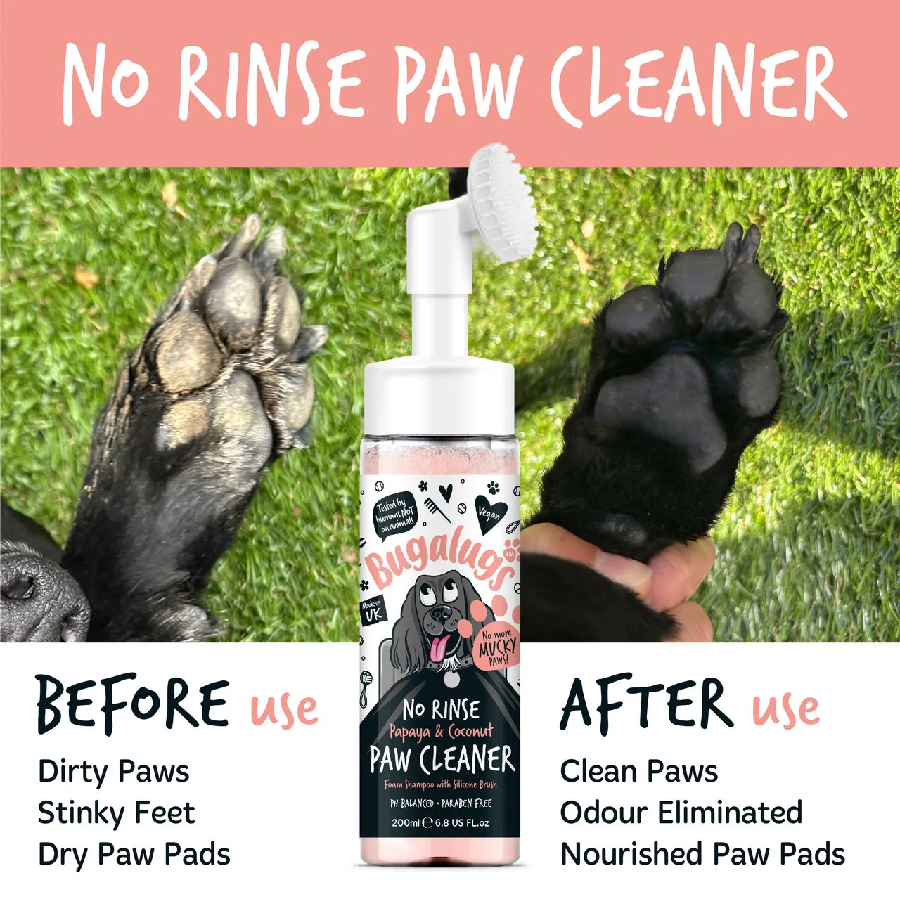 Bugalugs No Rinse Paw Cleaner Papaya & Coconut - Image 2