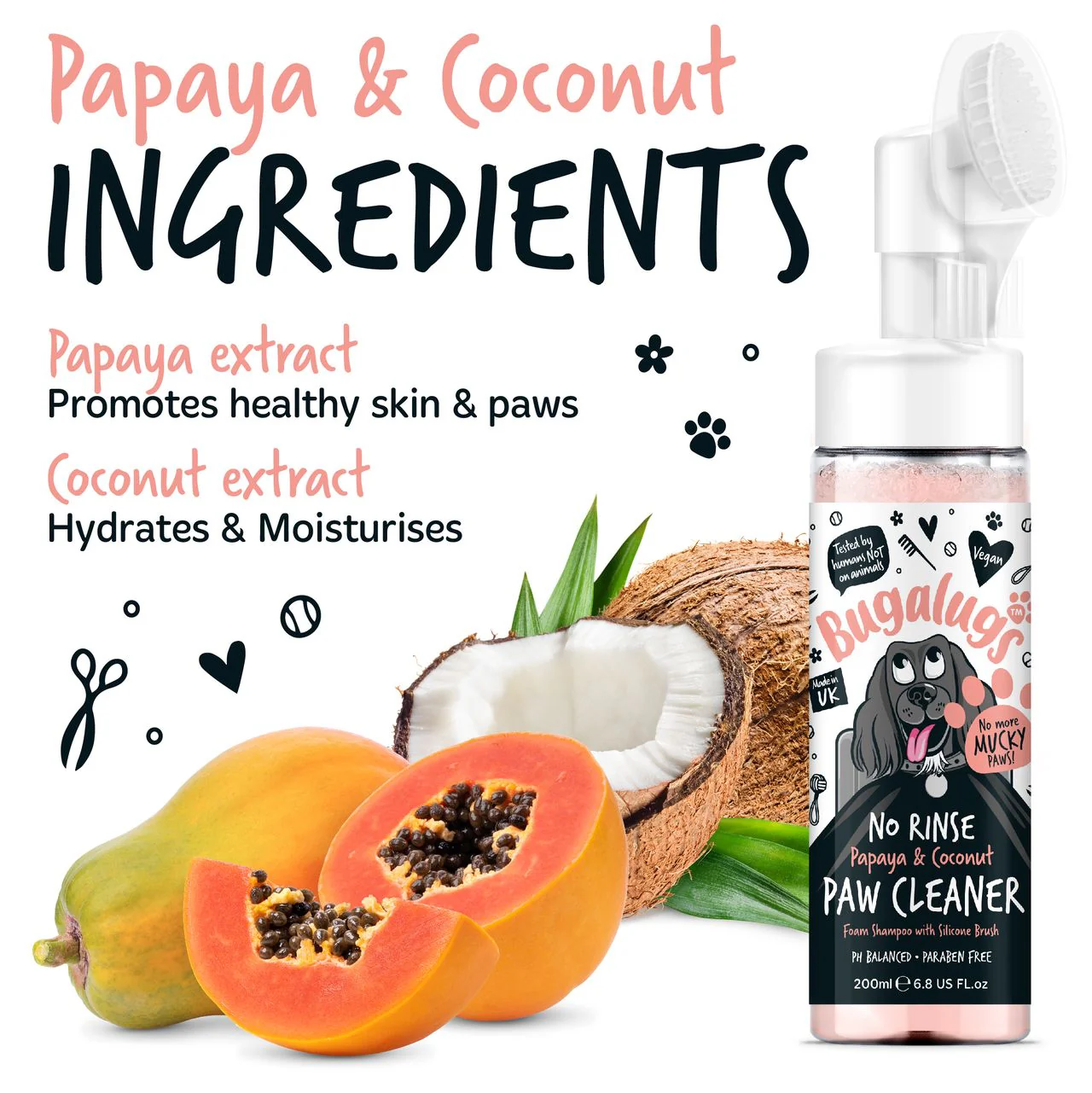 Bugalugs No Rinse Paw Cleaner Papaya & Coconut - Image 5