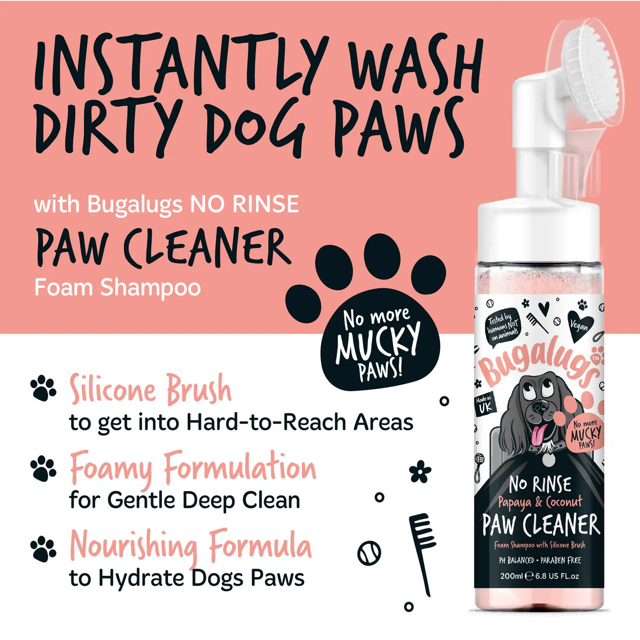Bugalugs No Rinse Paw Cleaner Papaya & Coconut - Image 6