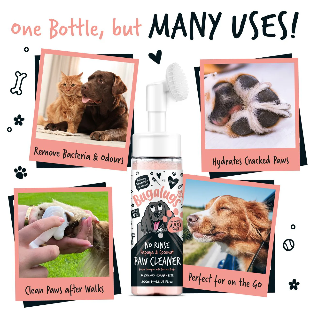 Bugalugs No Rinse Paw Cleaner Papaya & Coconut - Image 8