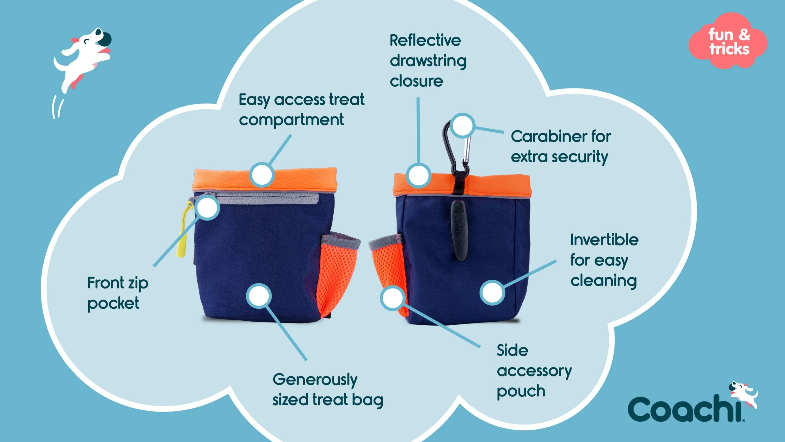 Coachi Train & Treat Bag (Navy & Coral/ Navy & Light Blue) - Image 3