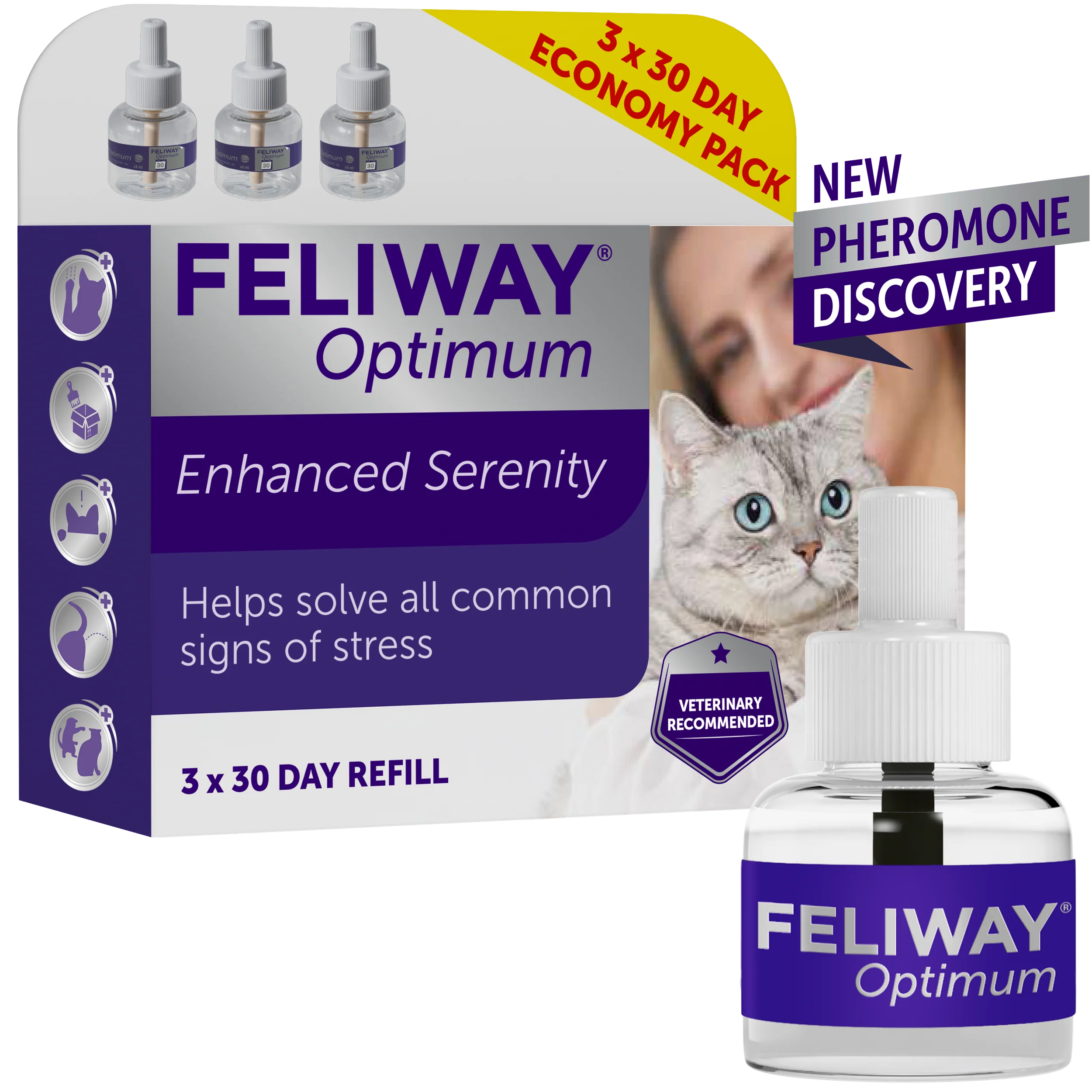 Feliway Optimum 30-Day Refill for Diffuser (3 Pack) - Image 2