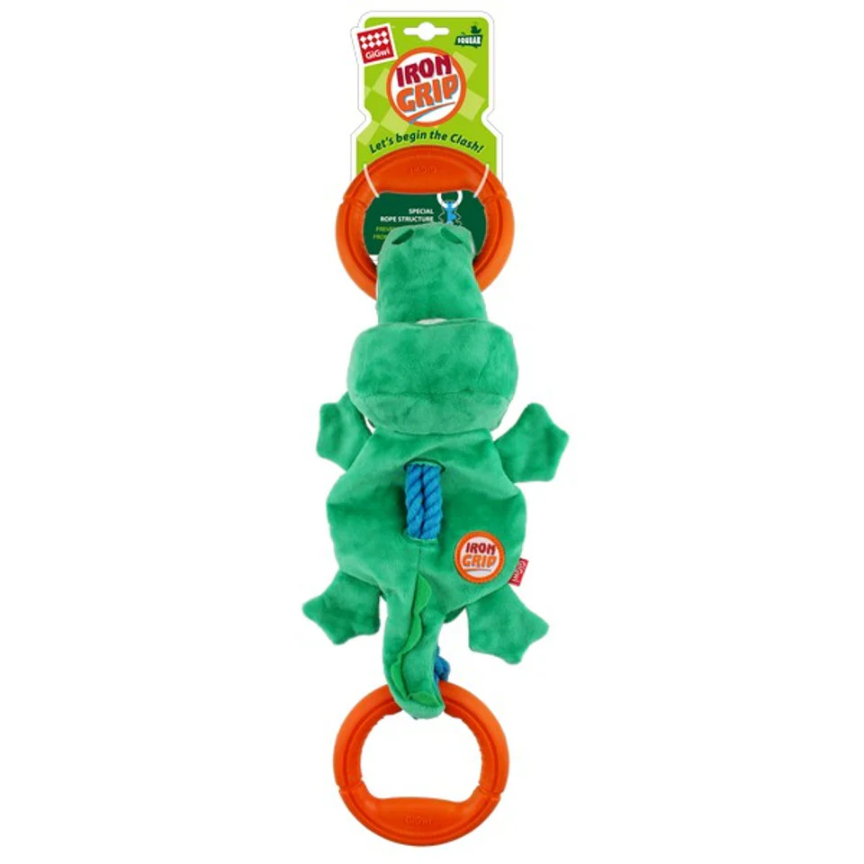 GiGwi Iron Grip Crocodile Plush Tug Toy with TPR Handle