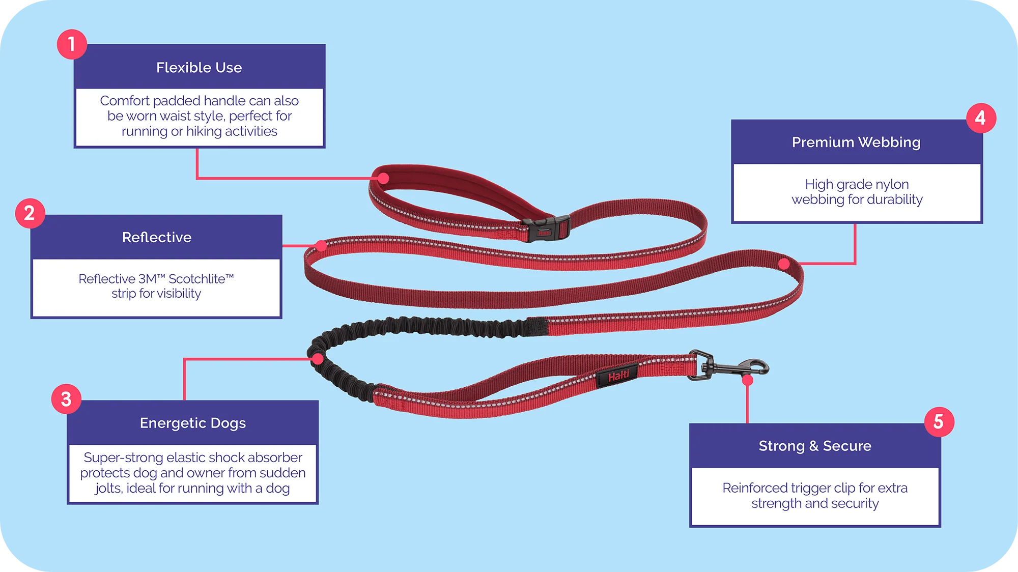 Halti Active Dog Lead Red Small - Image 7