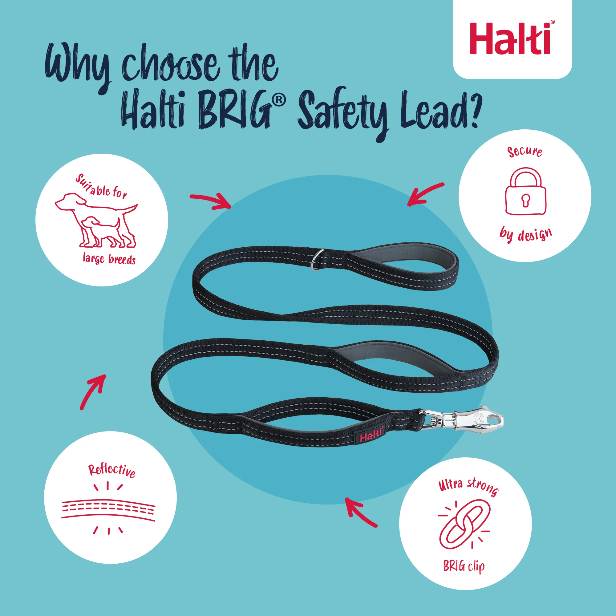 Halti BRIG Safety Lead Neon Green Large - Image 2