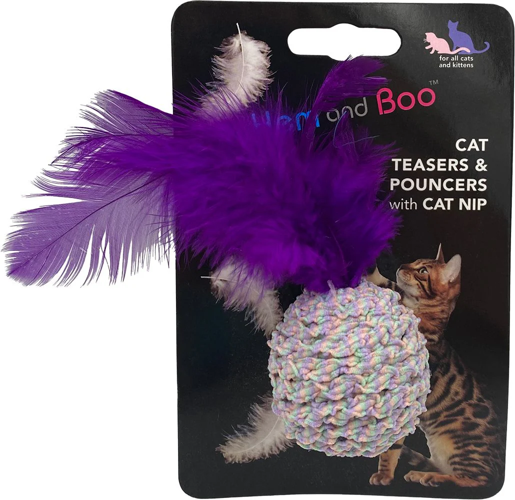 Hem and Boo Ball and Feathers Rattle Cat Toy - Image 3
