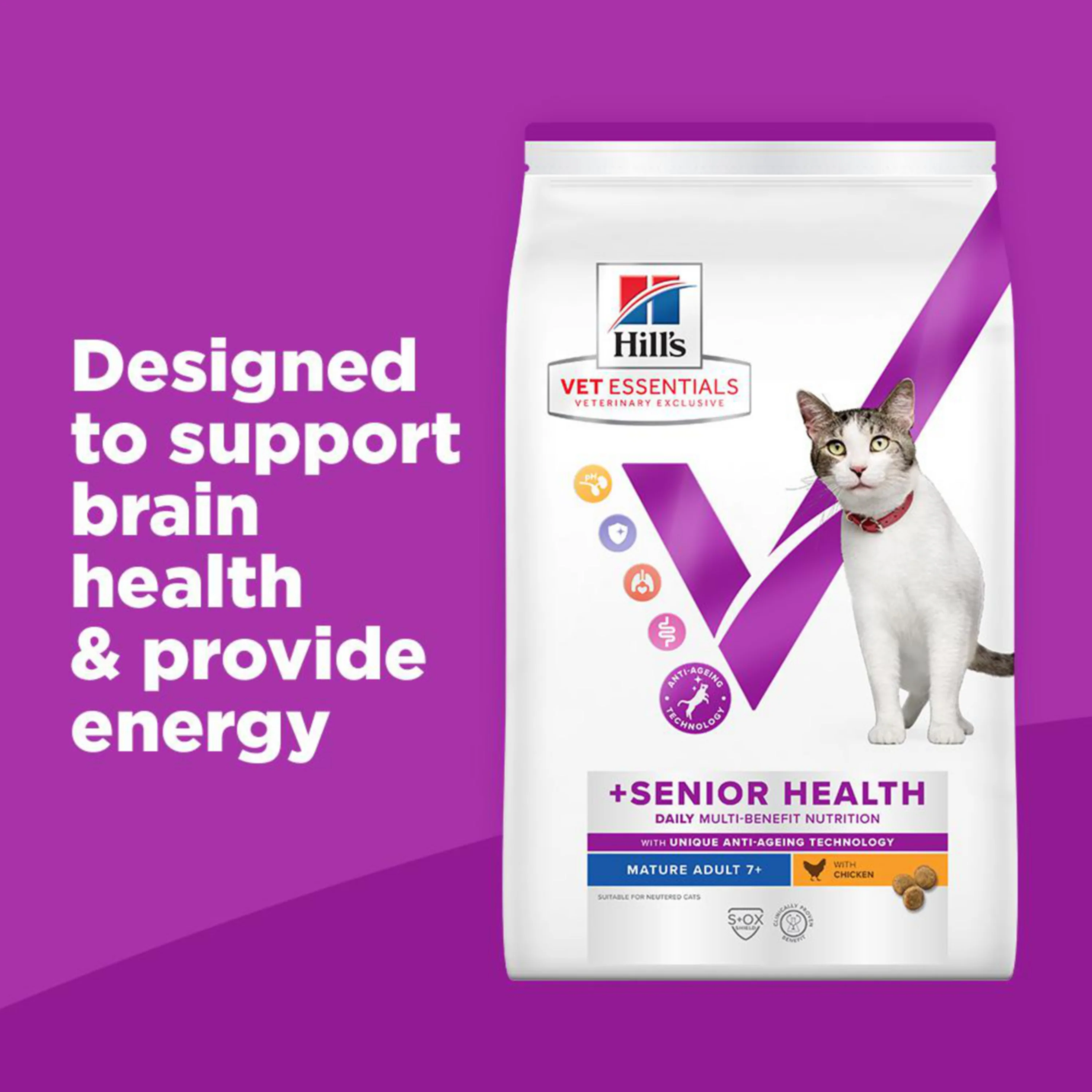 Hill’s Vet Essentials Multi-Benefit + Senior Health Cat Food with Chicken 1.5kg - Image 5