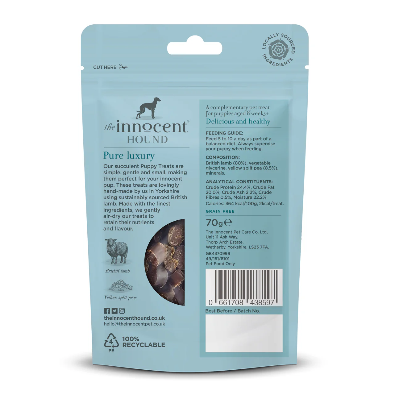Innocent Hound Puppy Training Treats Lamb with Yellow Split Pea - Image 2
