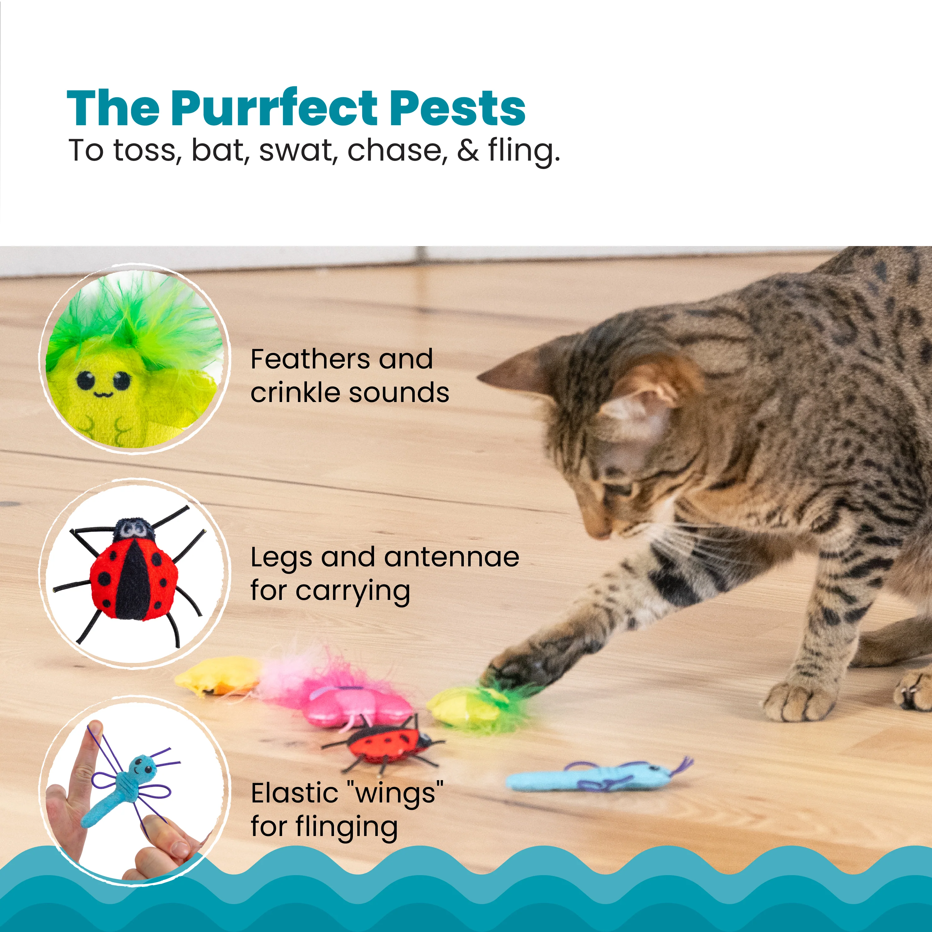 Nina Ottosson Catstages Cute as a Bug 6 pack Cat Toys - Image 4