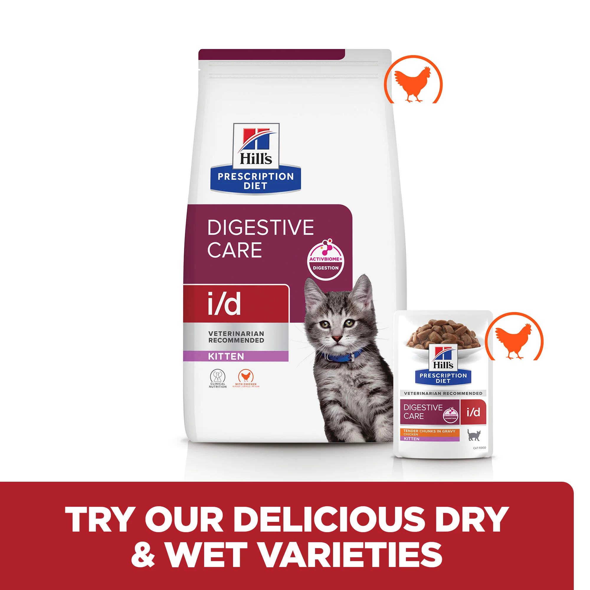 Hill's™ Prescription Diet™ i/d Digestive Care Kitten Food with Chicken Pouch - Image 2