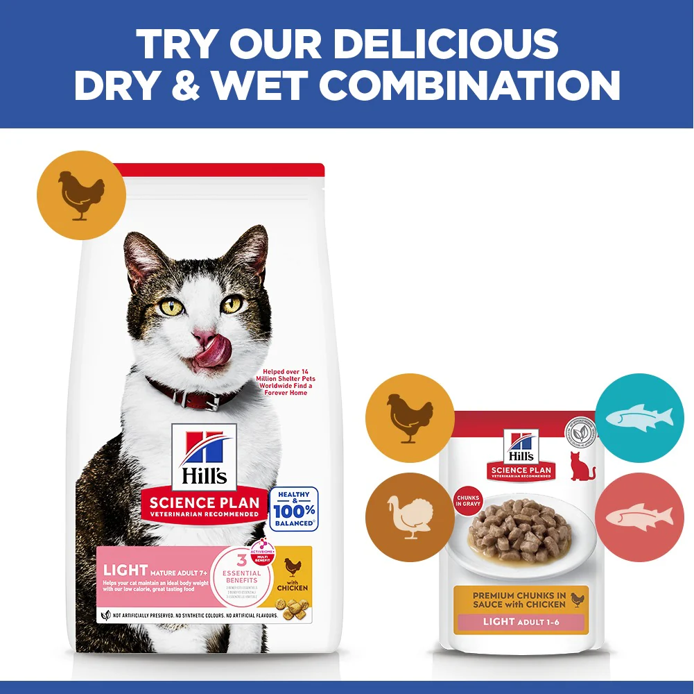 Hill's™ Science Plan Mature Adult Light Dry Cat Chicken Flavour 7kg - Image 4