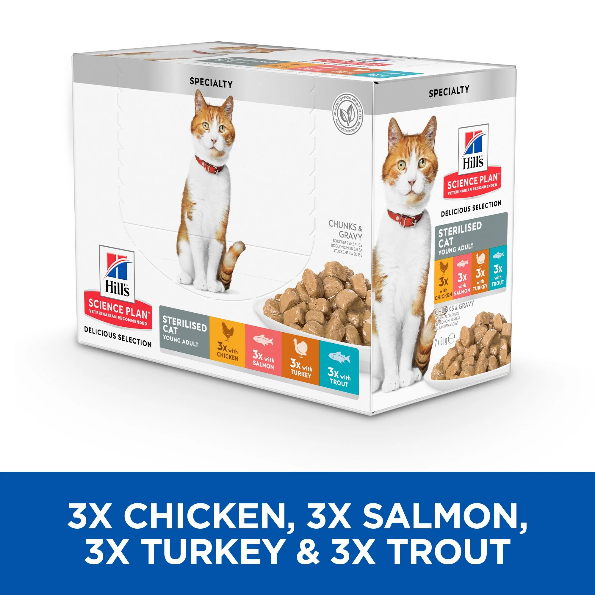 Hill's Science Plan Sterilised Cat Adult Cat Wet Food with Chicken, Salmon, Trout, Turkey - Image 2