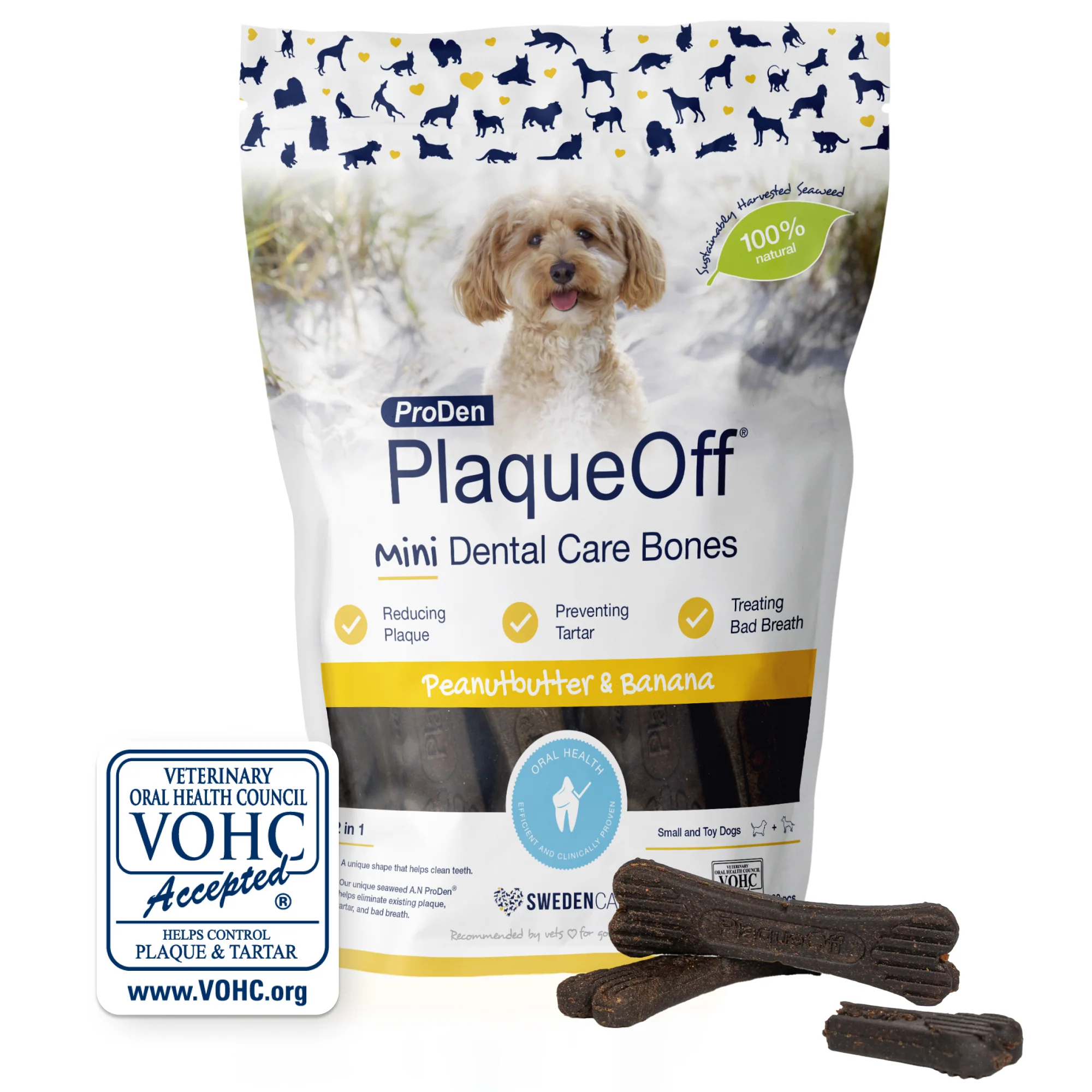 Plaque Off Mini Dental Care Bones Peanut Butter & Banana - Image 2