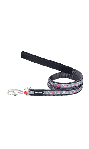 Red Dingo Grey Flamingo Dog Lead