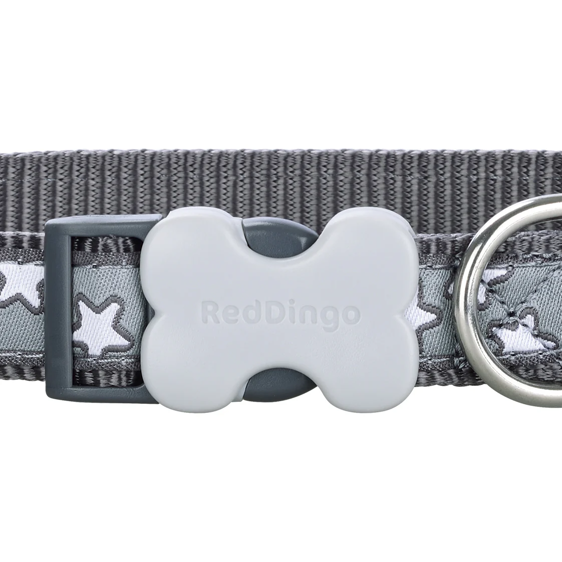 Red Dingo Stars Grey Dog Collar - Image 2