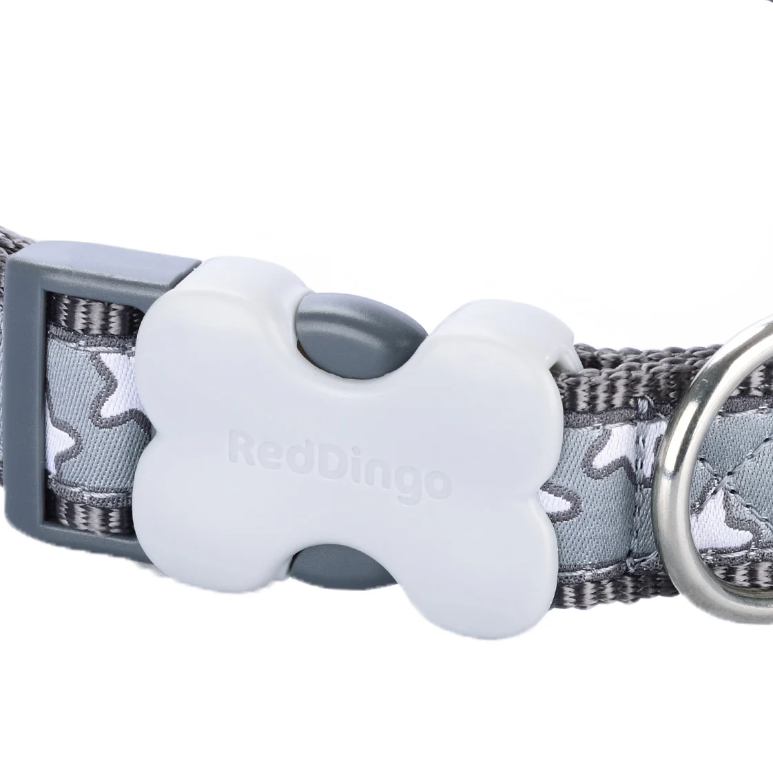 Red Dingo Stars Grey Dog Collar - Image 3