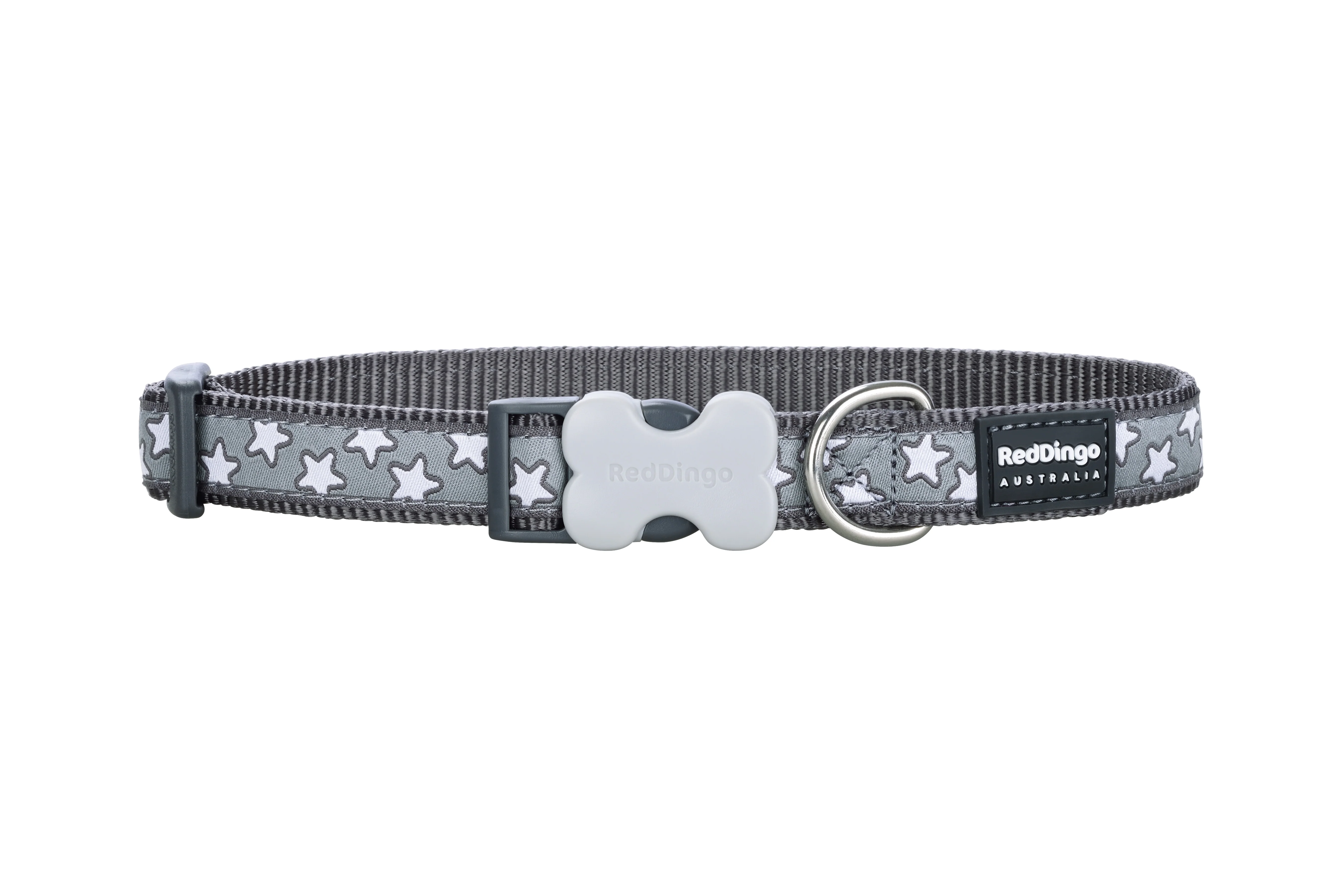 Red Dingo Stars Grey Dog Collar - Image 5