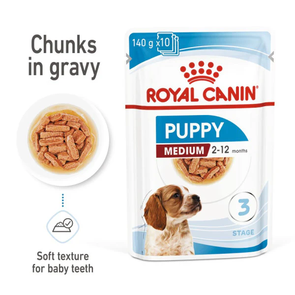 ROYAL CANIN SIZE HEALTH NUTRITION PUPPY - MEDIUM - Chunks in gravy - Image 2