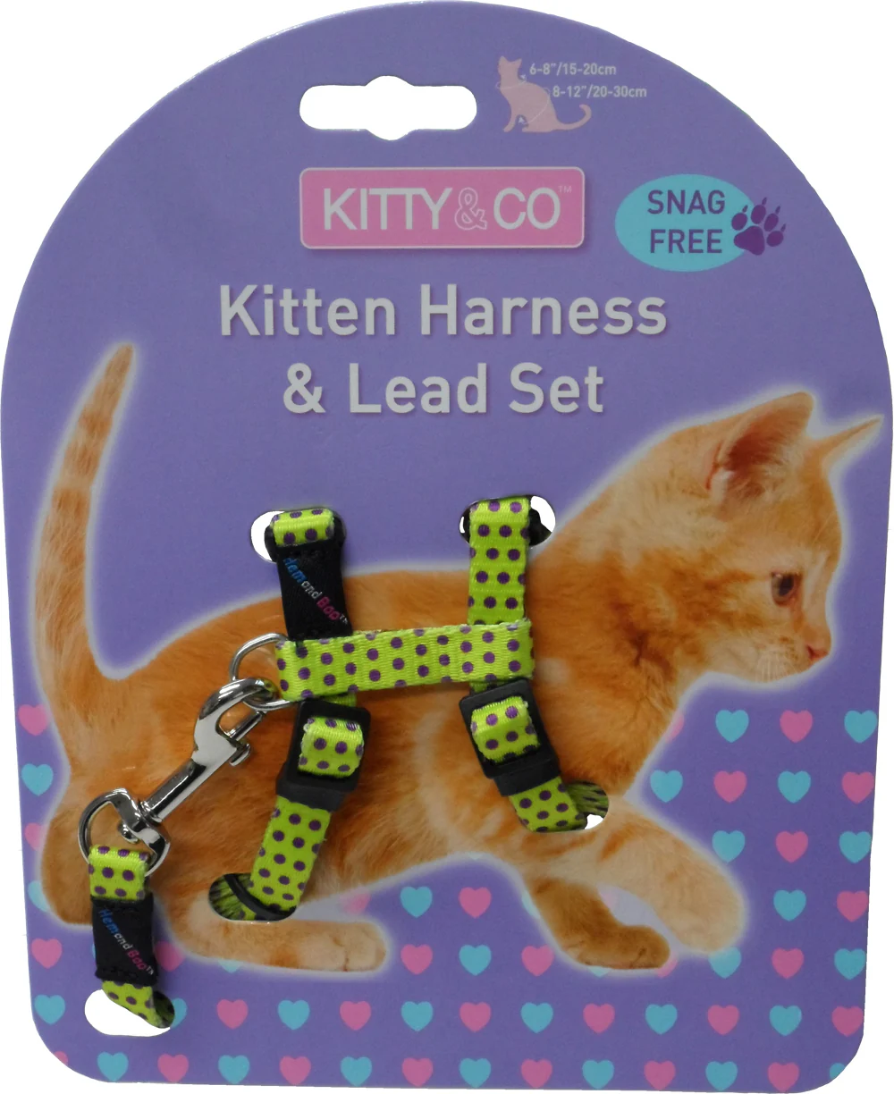 Spotty Snag-Free Kitten Harness And Lead Set - Image 6