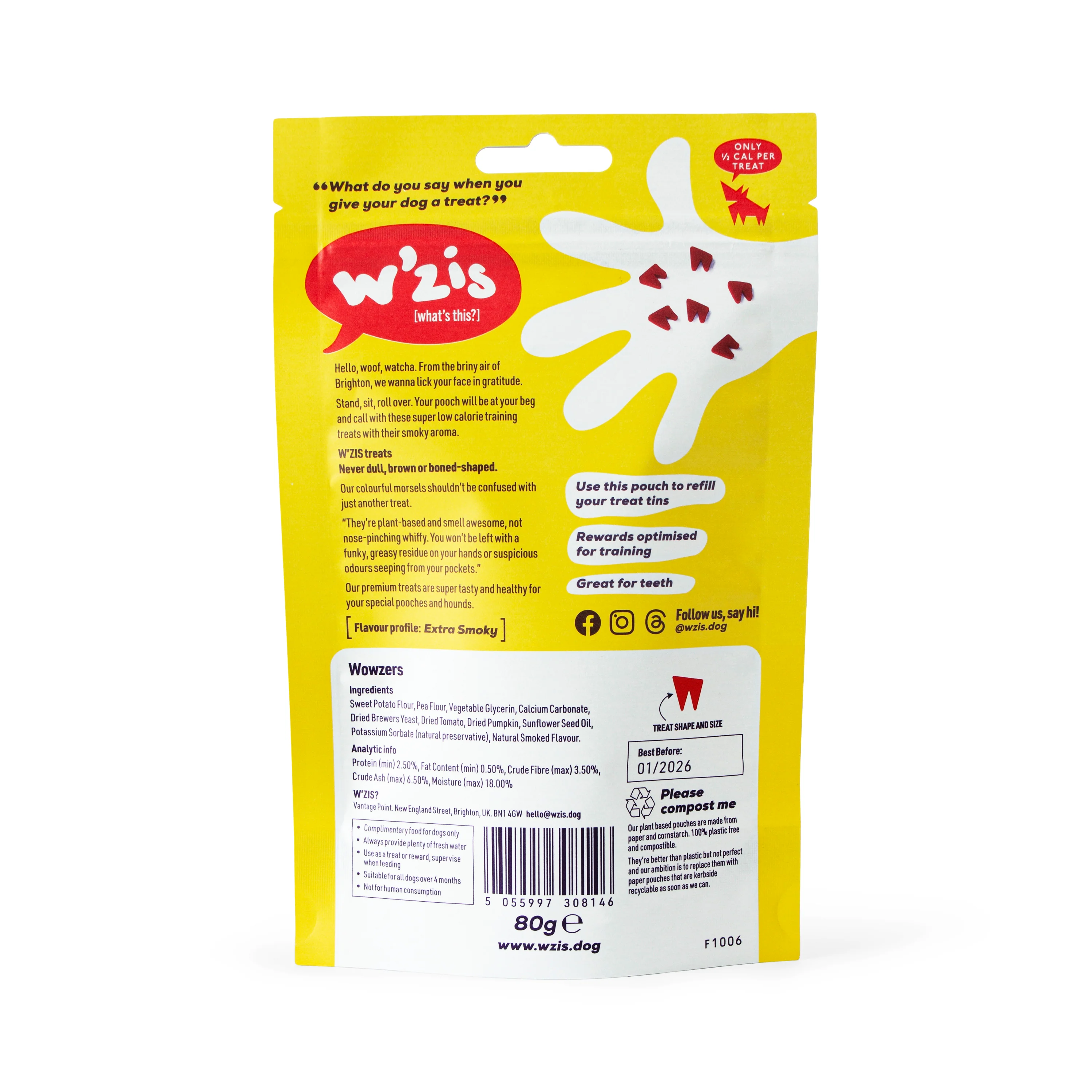 W'ZIS Wowzers 1/2-Calorie Dog Training Treat Pouch - Smoky Flavour 80g - Image 2
