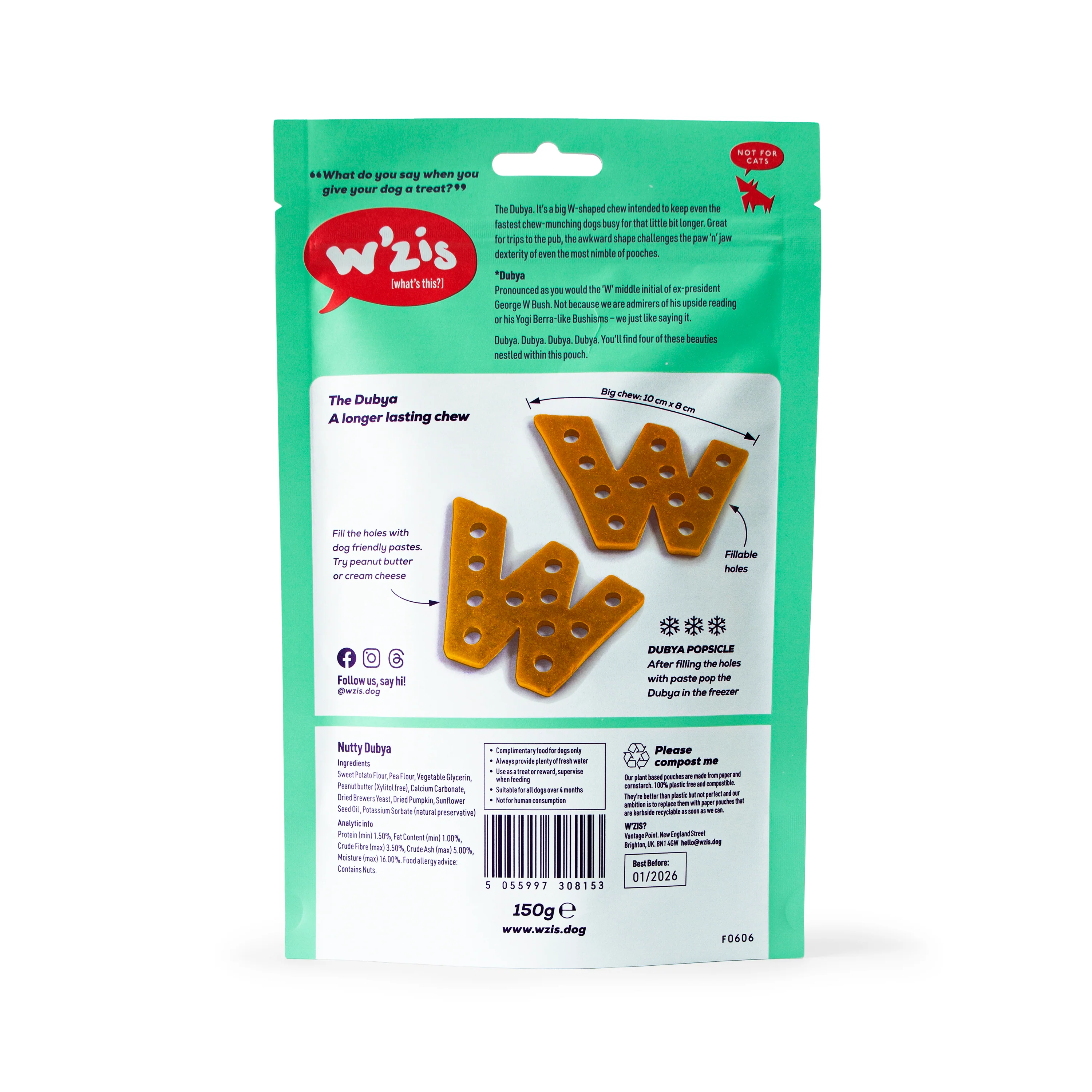 W'ZIS Nutty Dubya Long Lasting Chews - 4 Chew Pouch - Image 2