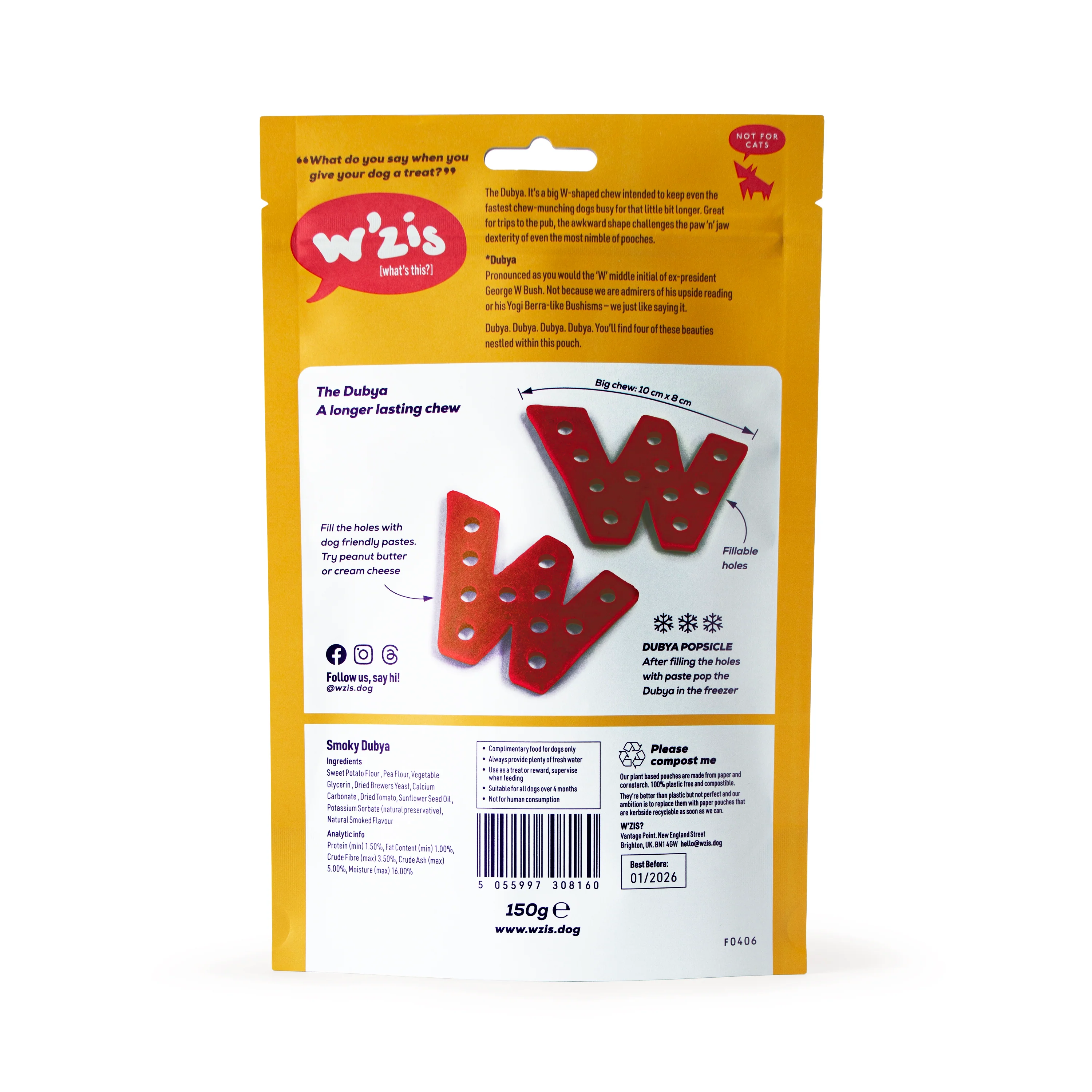 W'ZIS Smoky Dubya Long Lasting Chews - 4 Chew Pouch - Image 2