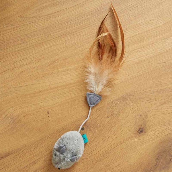 Zoon Nip-it Catnip Grey Mouse & Feather Cat Toy - Image 2